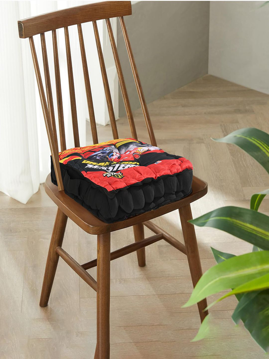 Kuber Industries Disney Car 2 Pieces Red & Black Printed Chair Pads