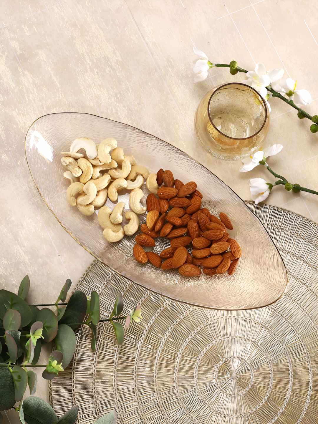 TAYHAA Transparent Glass Oval shaped Serving Platter