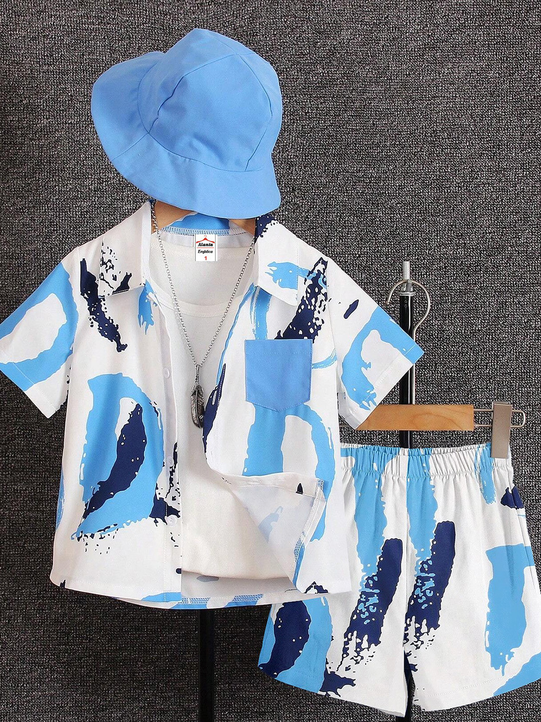 Emblica Unisex Kids Printed Short Sleeves Slip-On Shirt with Shorts