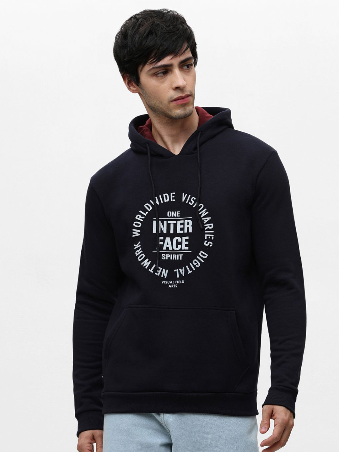 Klub Fox Men Typography Printed Hooded Pullover Fleece Sweatshirt