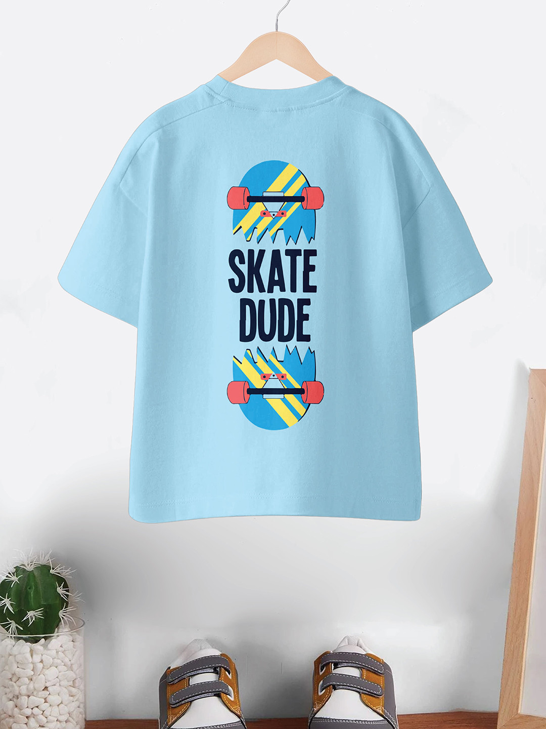 BAESD Boys Typography Printed Round Neck Pure Cotton Oversized T-shirt