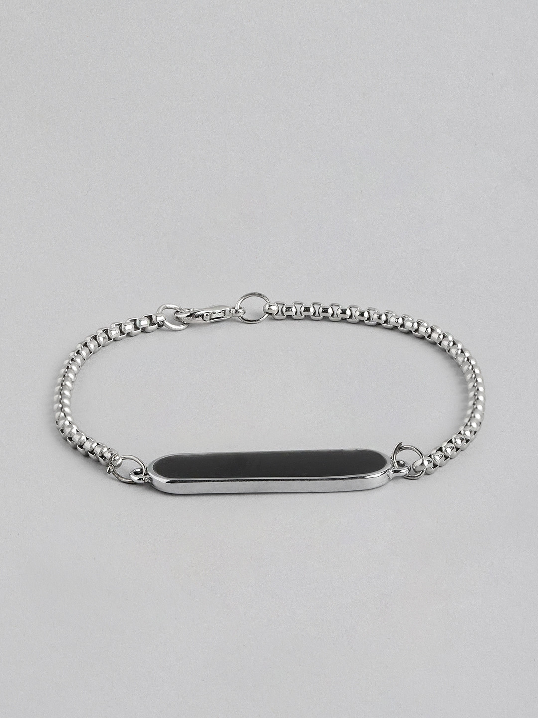 PARIS HAMILTON Unisex Cubic Zirconia Oxidised Silver-Plated Link Bracelet