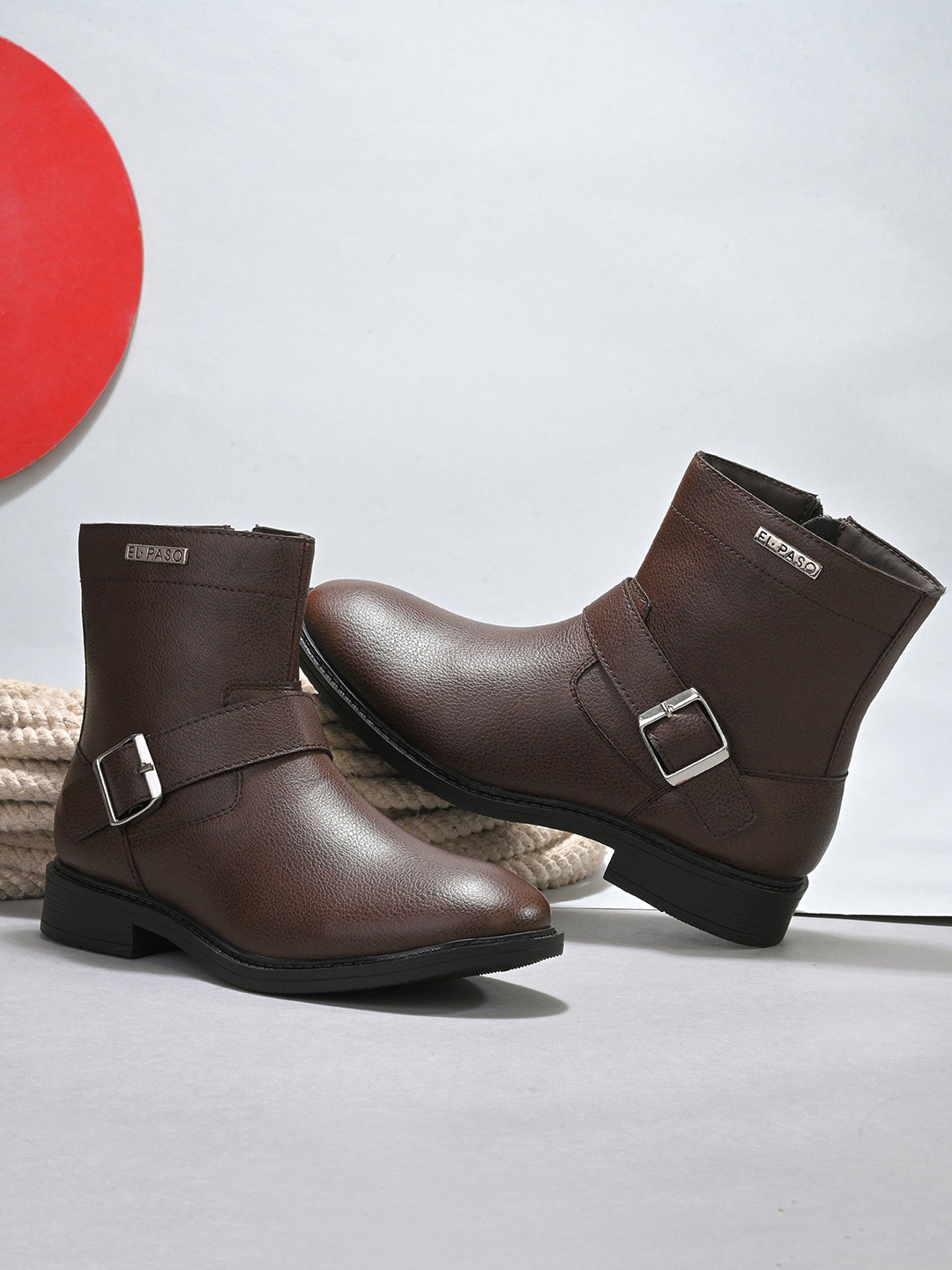 El Paso Women Solid Block-Heeded Chelsea Boots