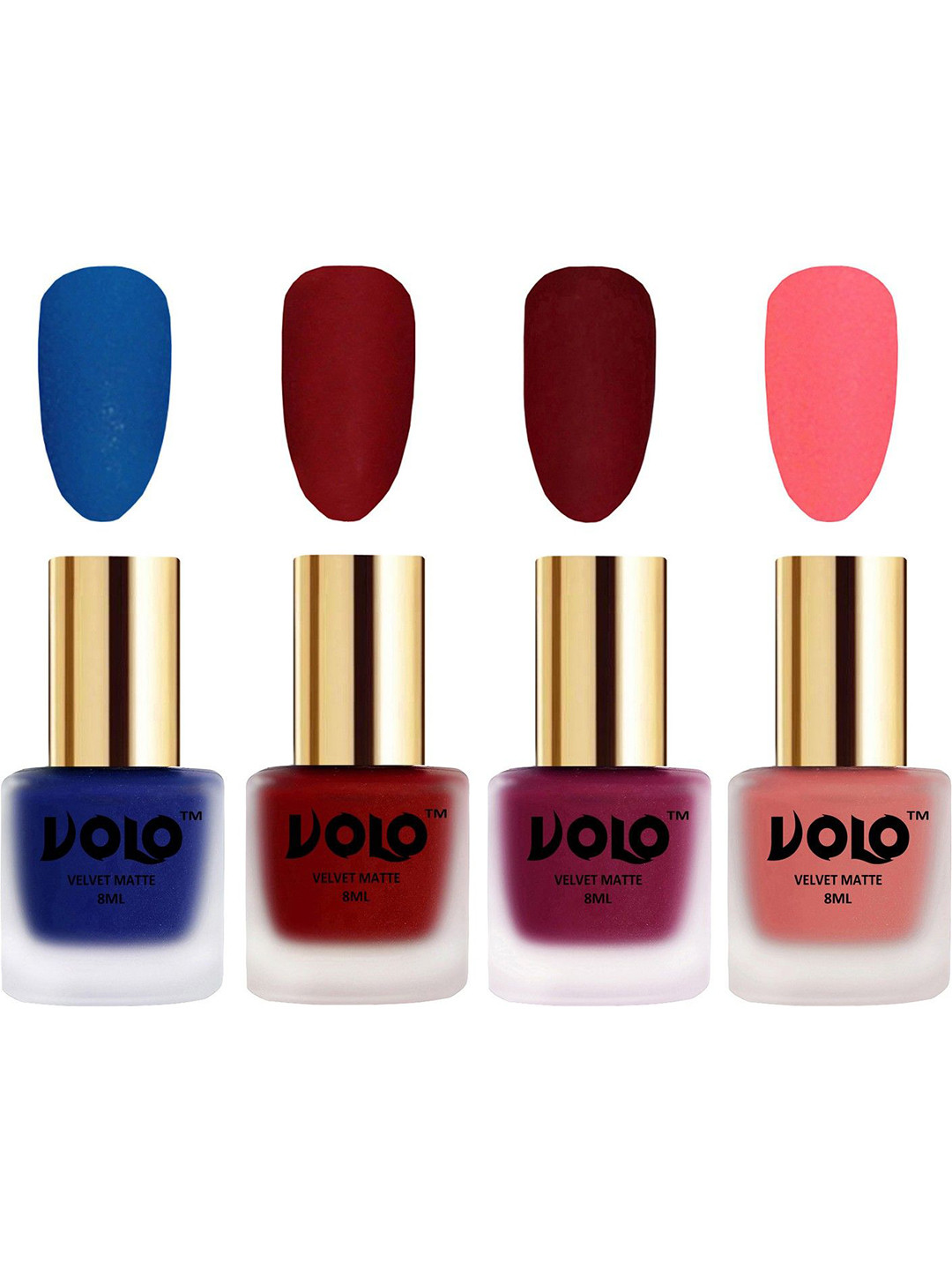 VOLO Set Of 4 Velvet Matte Nail Polish - 8 ml Each - 19 - 22 - 25 - 41