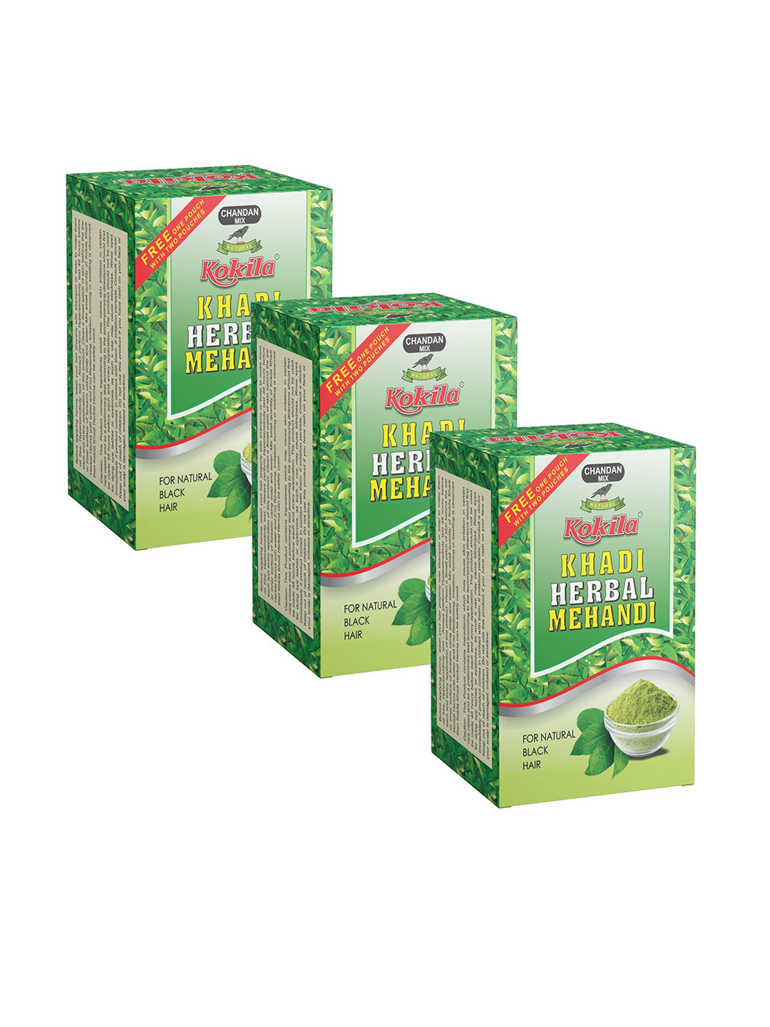 KOKILA Set Of 3 Khadi Herbal Mehandi Chandan Mix Powder - 200 g Each - Brown