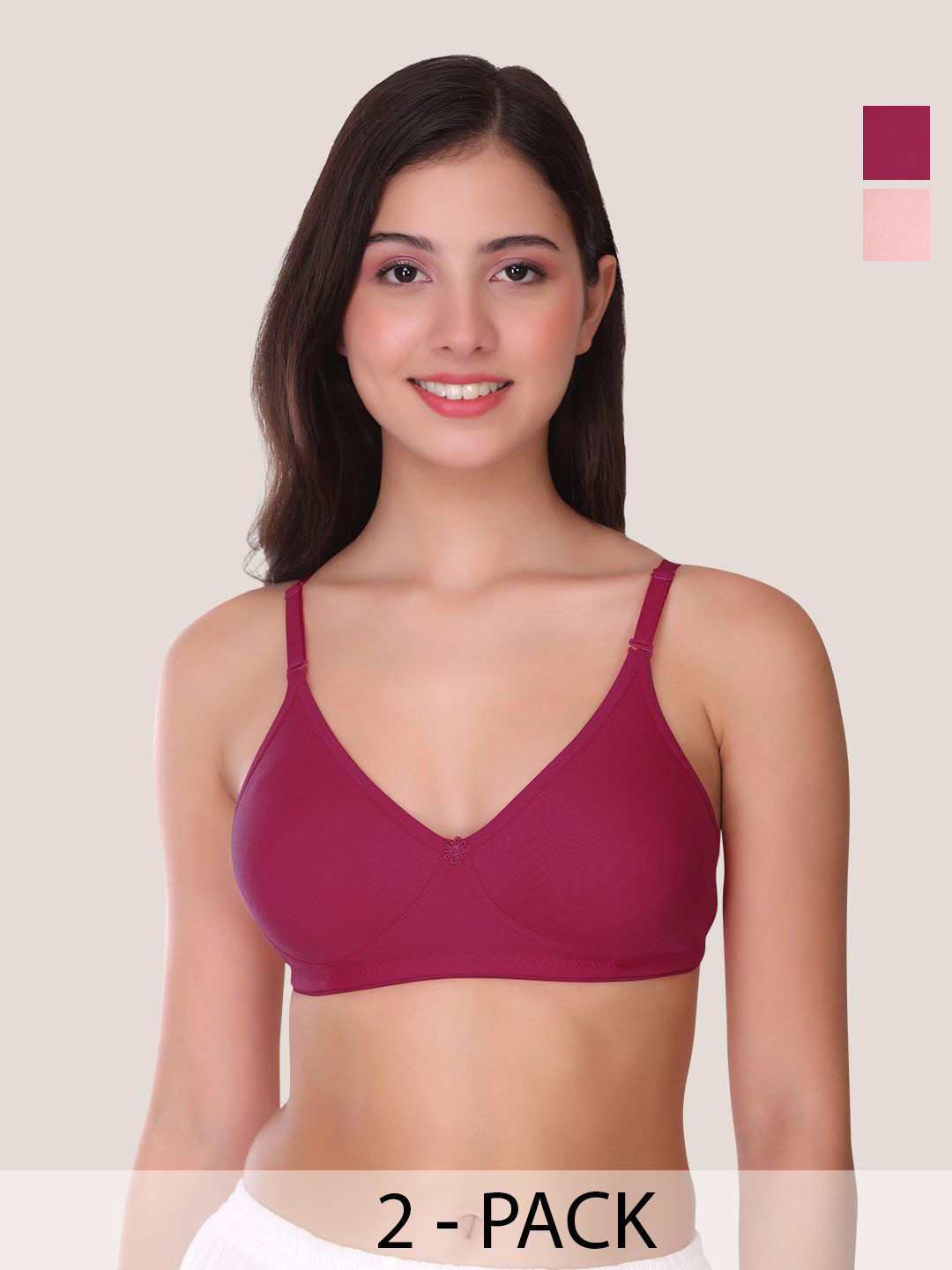 POOJA RAGENEE Pack Of 2 Full Coverage Non Padded Underwired Everyday Bra