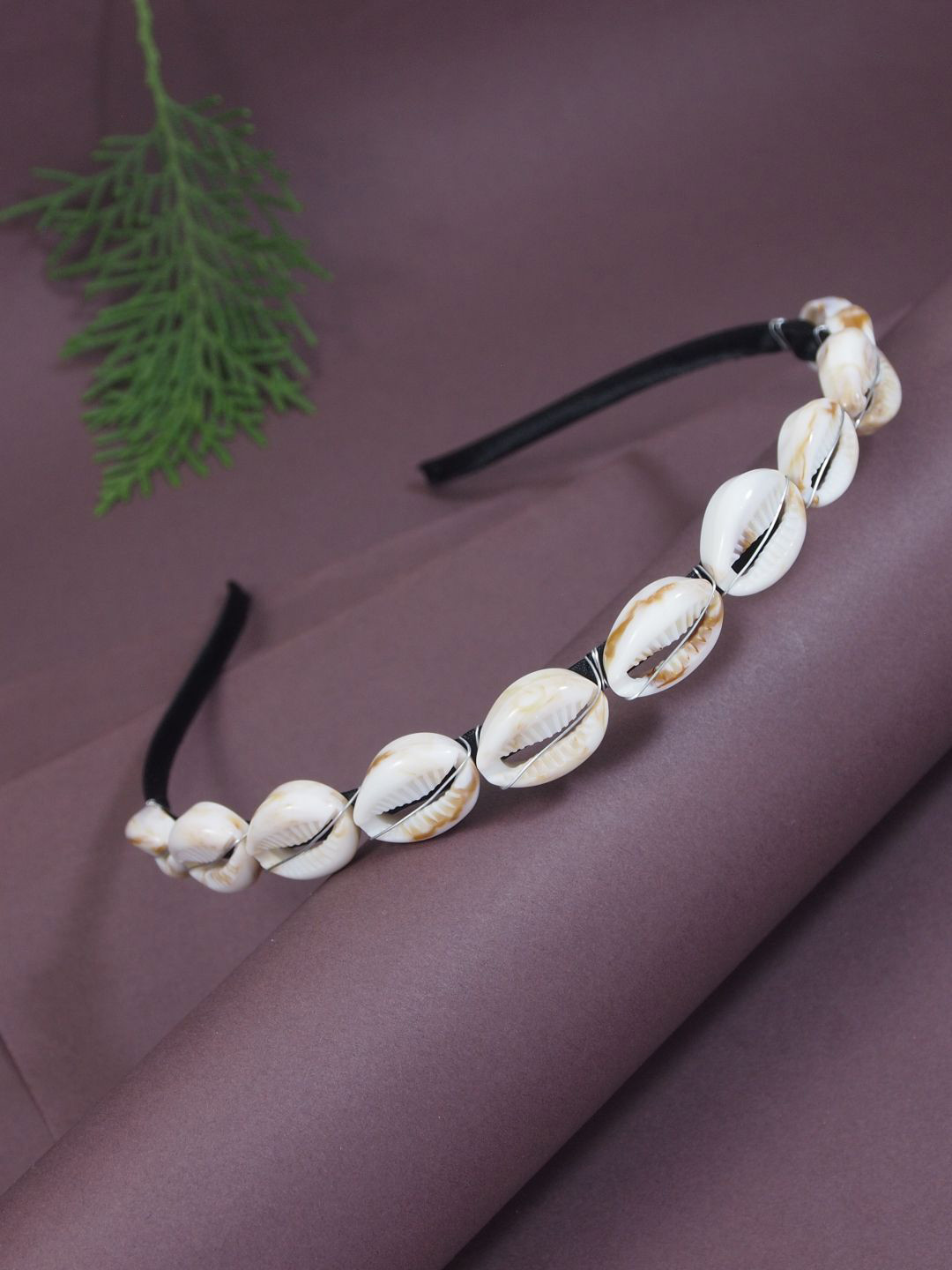 I Jewels Women Navratri Ethnic Boho Style Cowrie Shell Hairbands