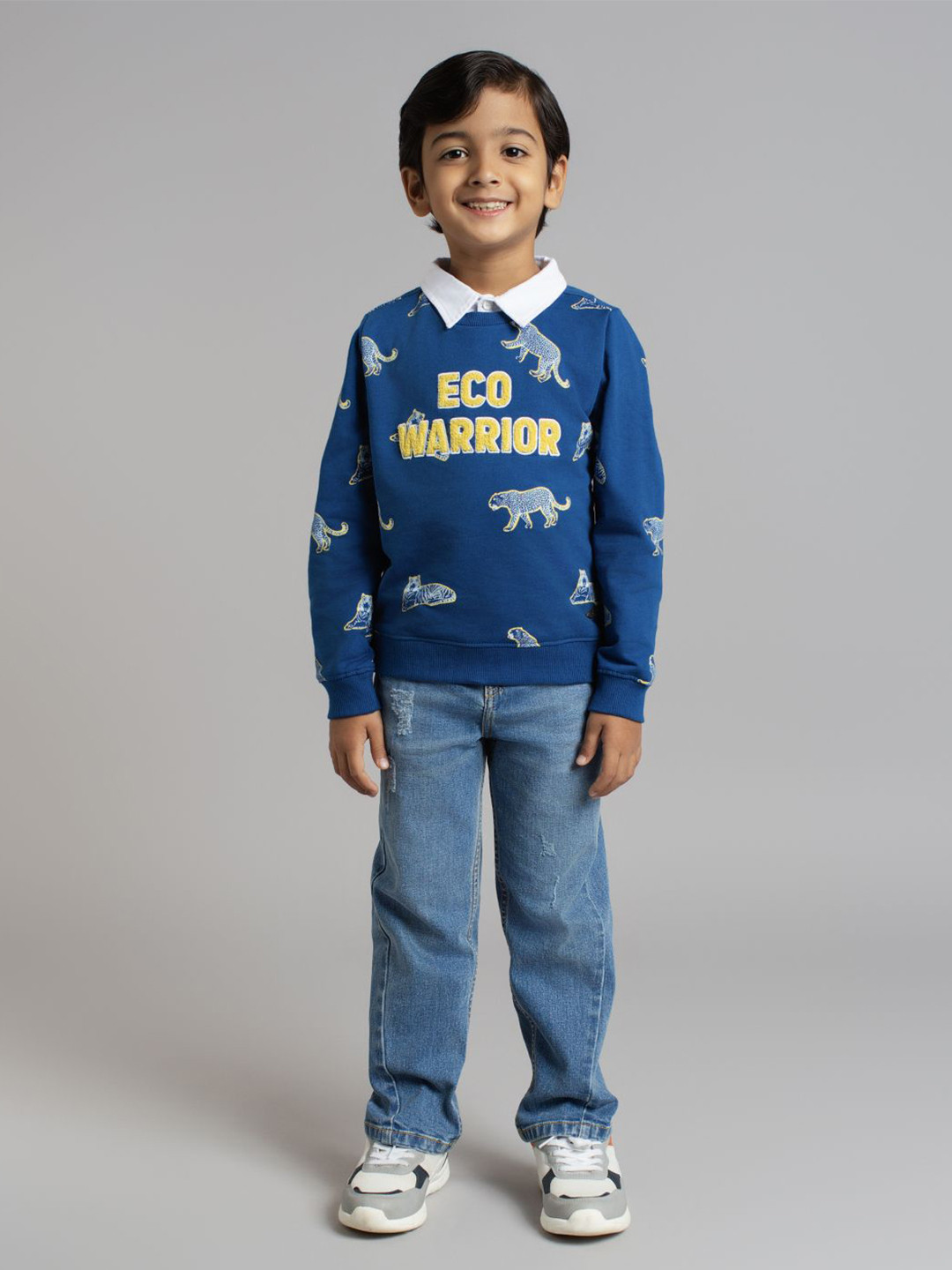 Ed-a-Mamma Boys Animal Printed Pullover Cotton Looper Sweatshirt