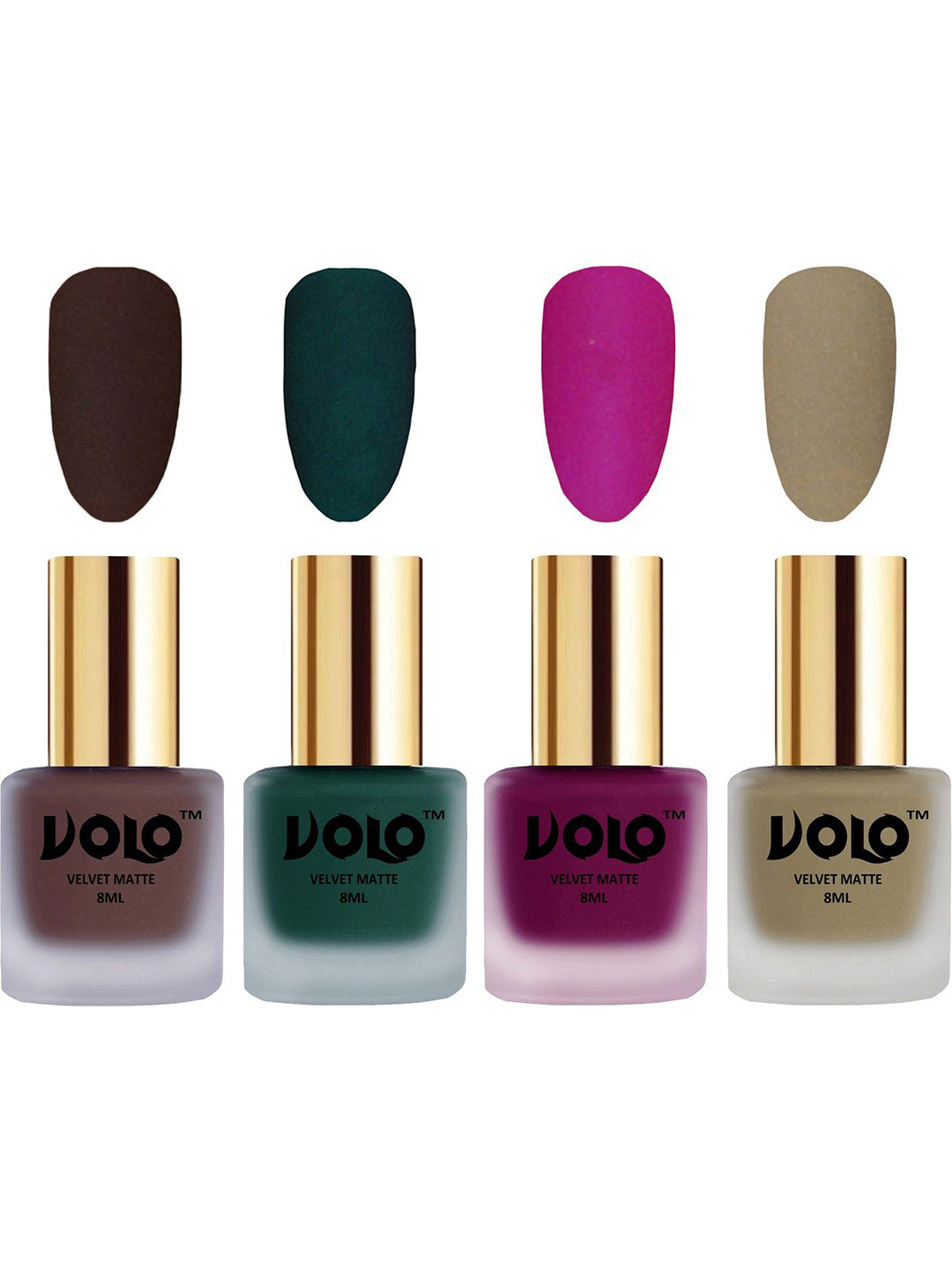 VOLO Set Of 4 Velvet Matte Nail Polish- 8 ml Each- 2- 12-14- 37