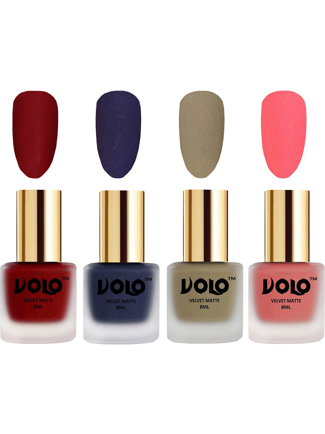 VOLO Set Of 4 Velvet Matte Nail Polish- 8 ml Each- 22 -31-37- 41