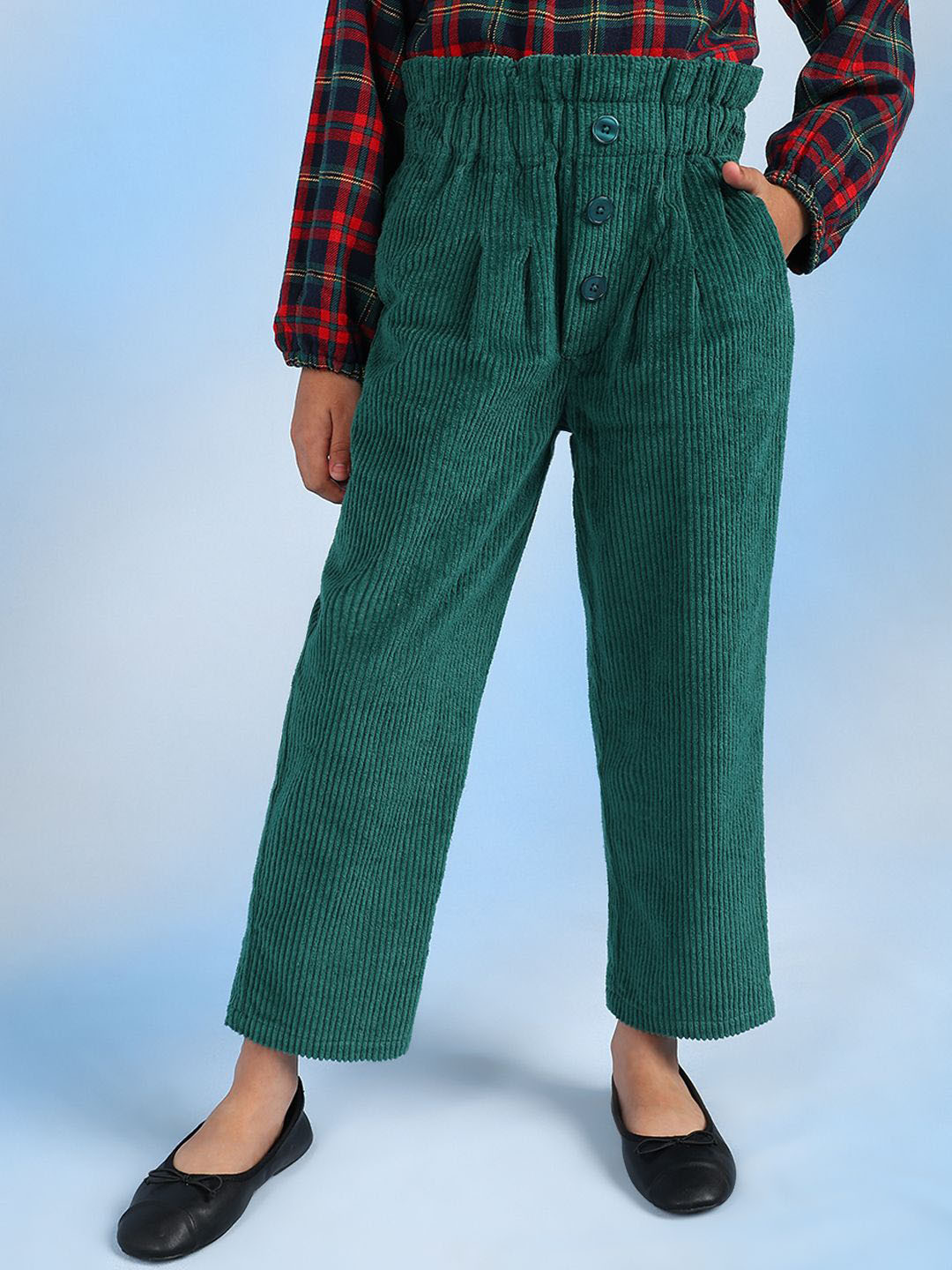 The Tribe Kids Girls Relaxed High-Rise Corduroy Trousers