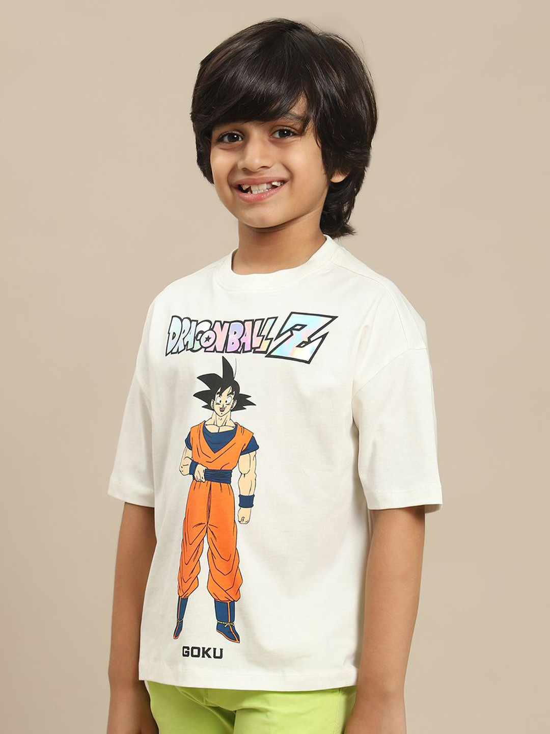 Kids Ville Boys Dragon Ball Z Graphic Anime Printed Pure Cotton Oversized Tshirt