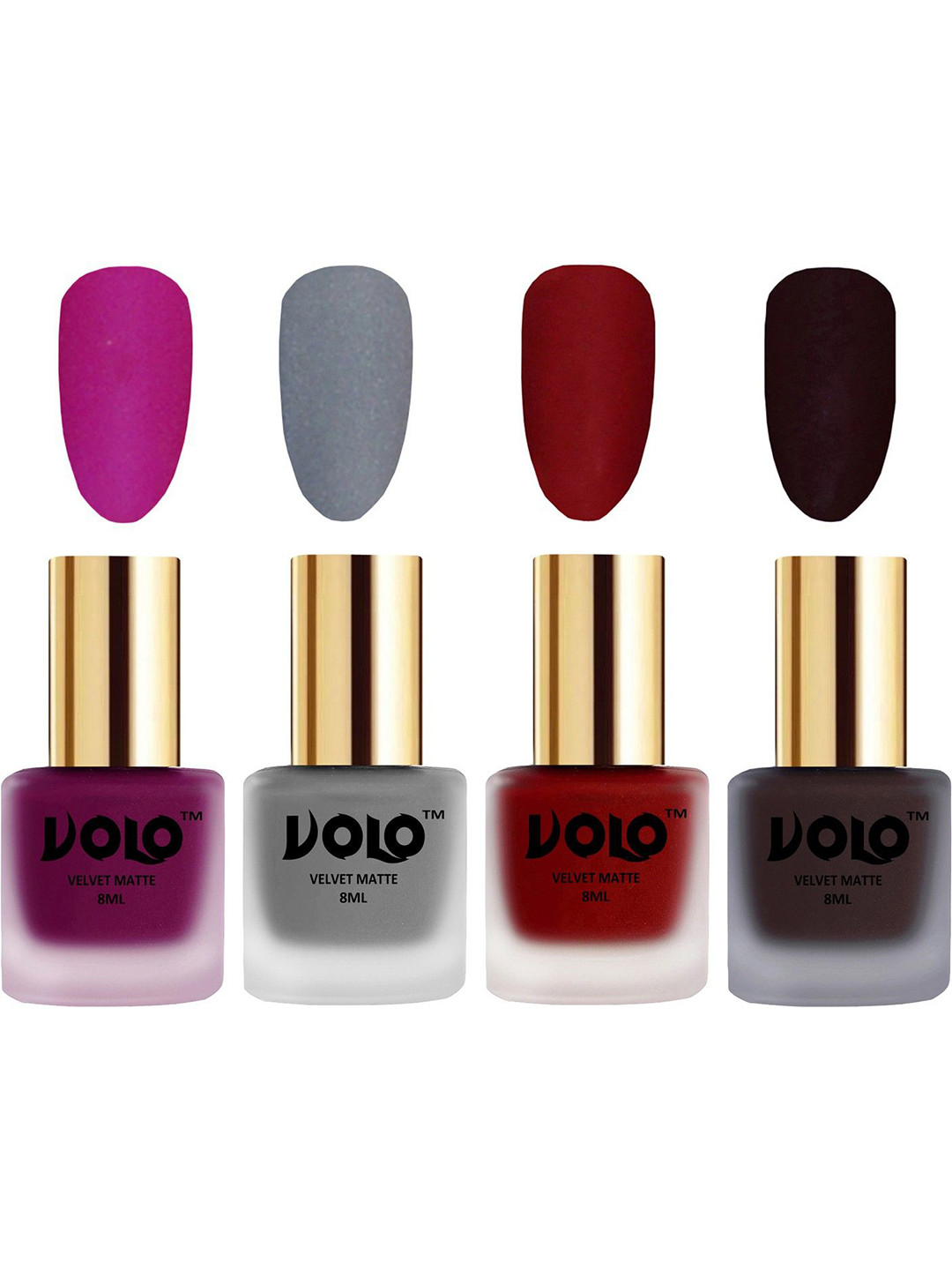 VOLO Set Of 4 Velvet Matte Nail Polish- 8 ml Each- Shade- 14- 20- 22- 45