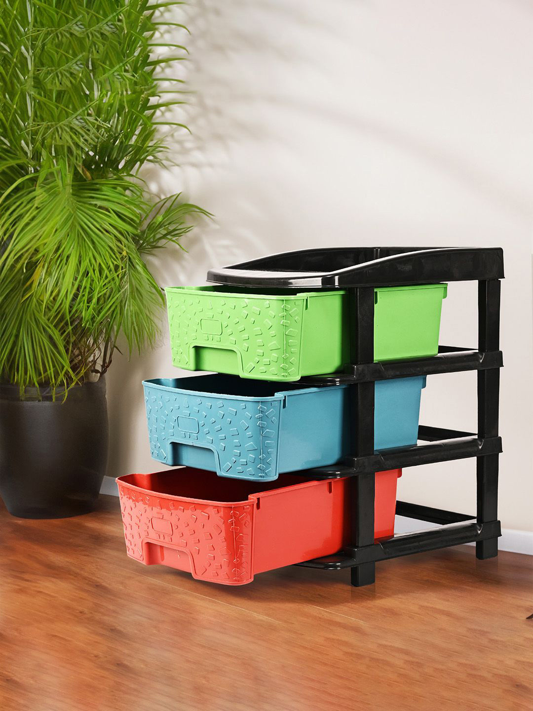 Kuber Industries  Red & Green 3-Tier Multipurpose Drawers