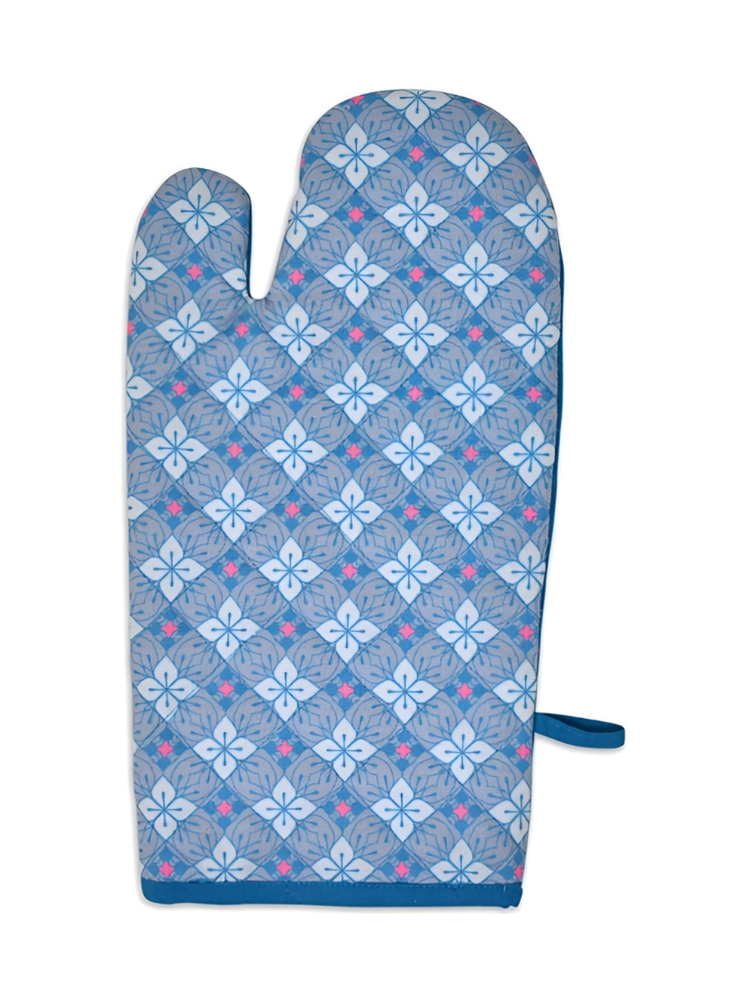 Indigifts Blue & White Printed Cotton Kitchen Gloves