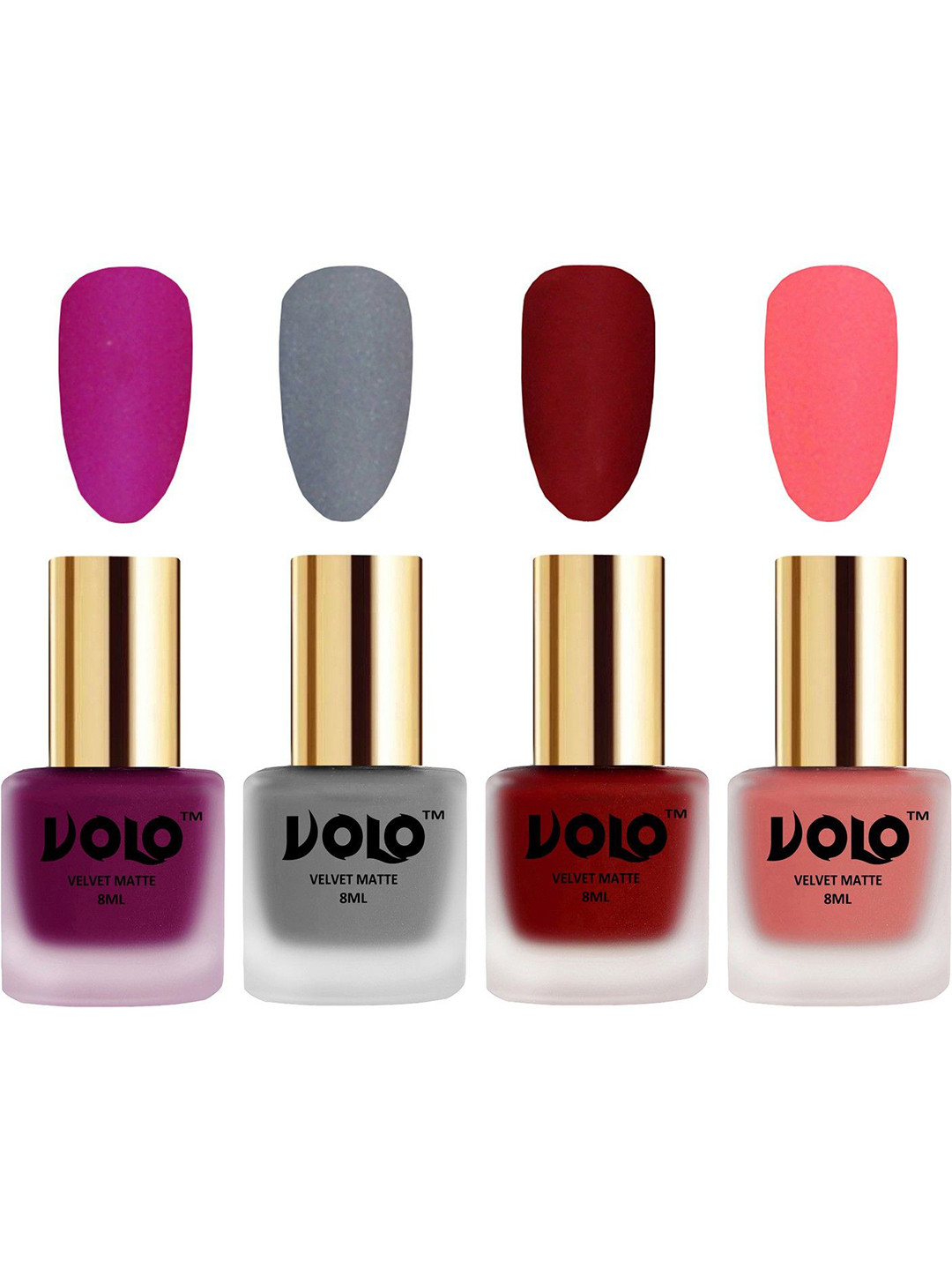 VOLO Set Of 4 Velvet Matte Nail Polish- 8 ml Each- 14 -20-22- 41