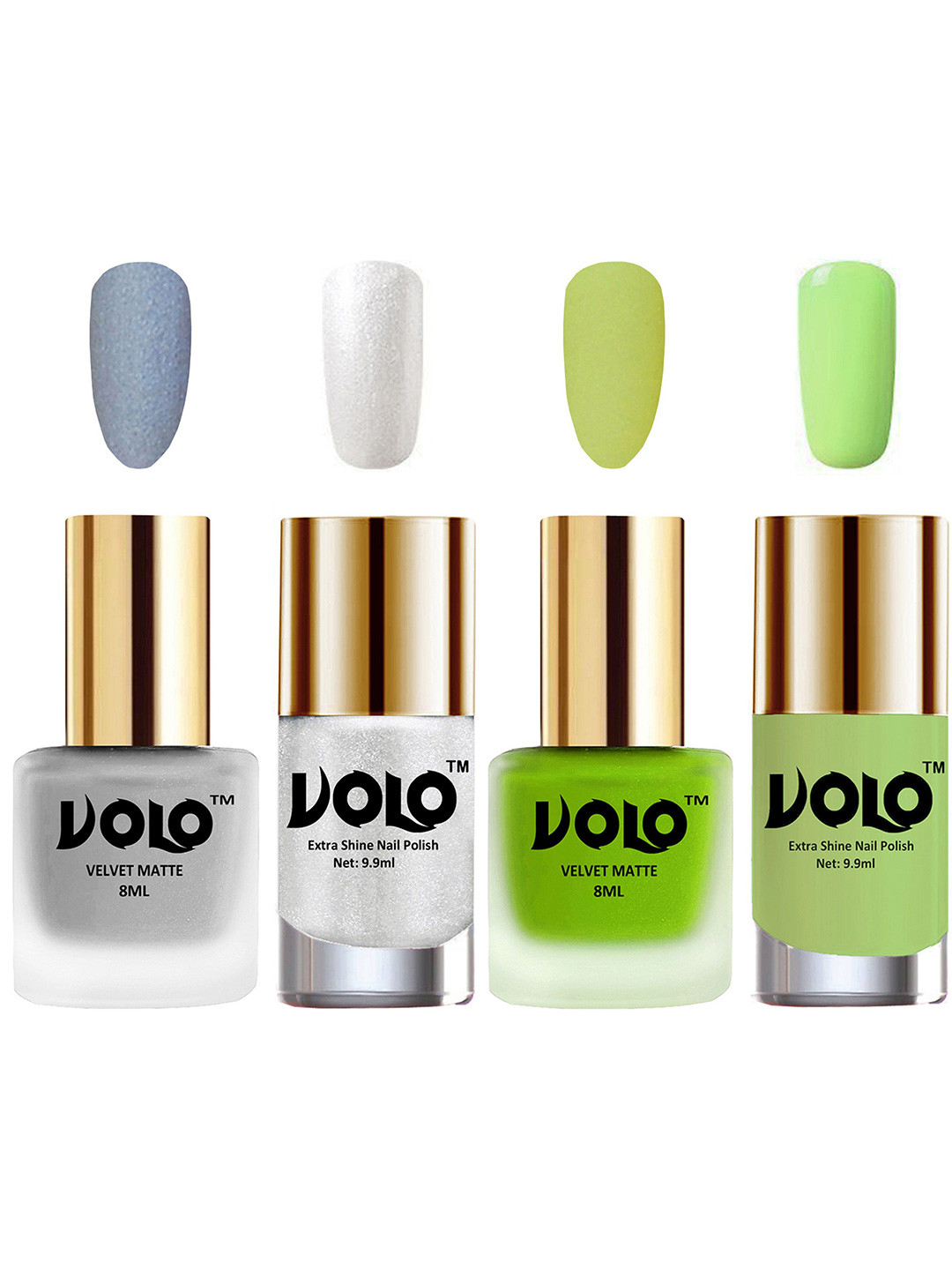 VOLO Set Of 4 Velvet Matte & Extra Shine Nail Polish-8 ml & 9.9 ml Each Shade 33-39-46-28
