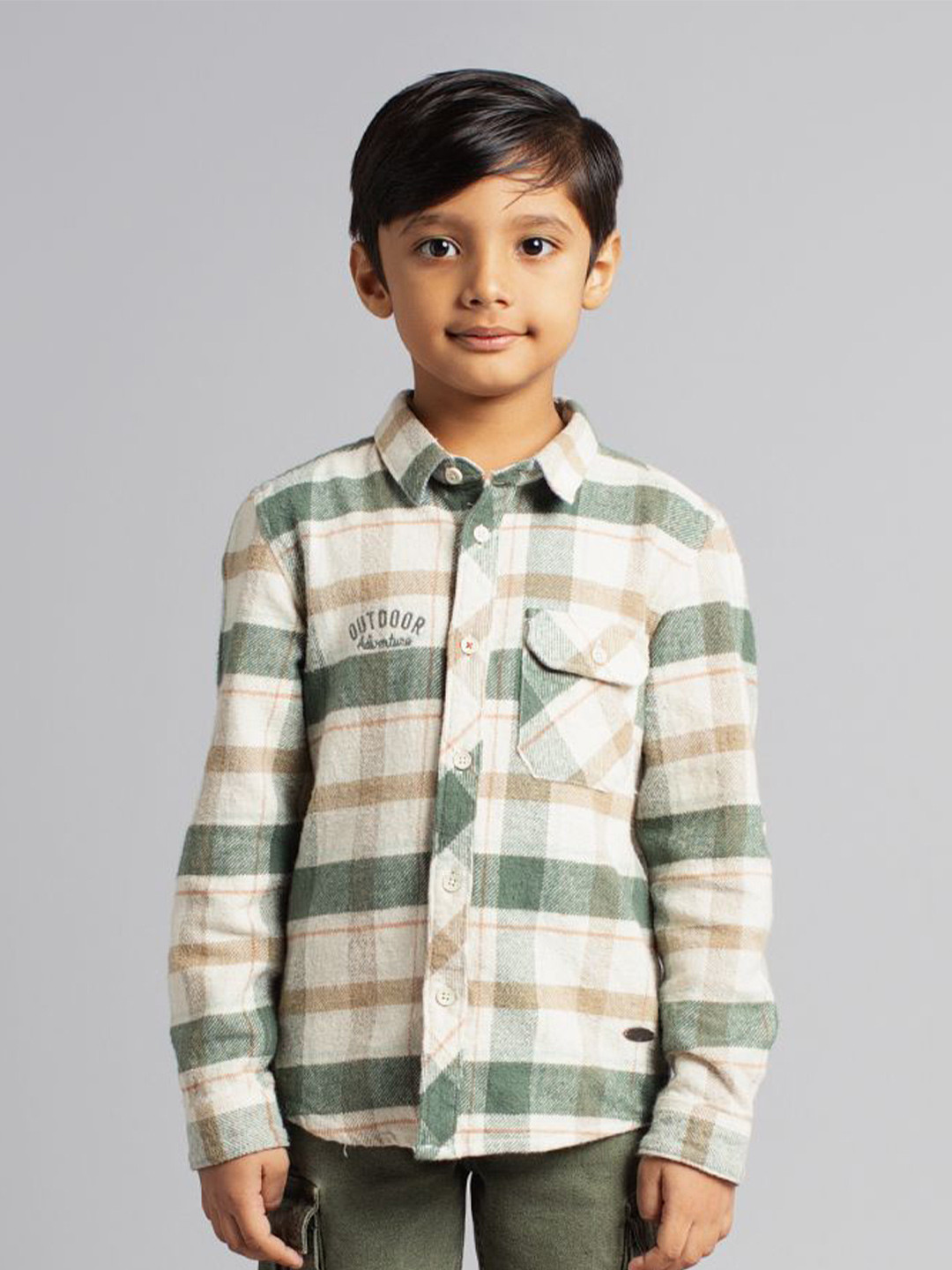 Ed-a-Mamma Boys Premium Cutaway Collar Gingham Checked Cotton Casual Shirt