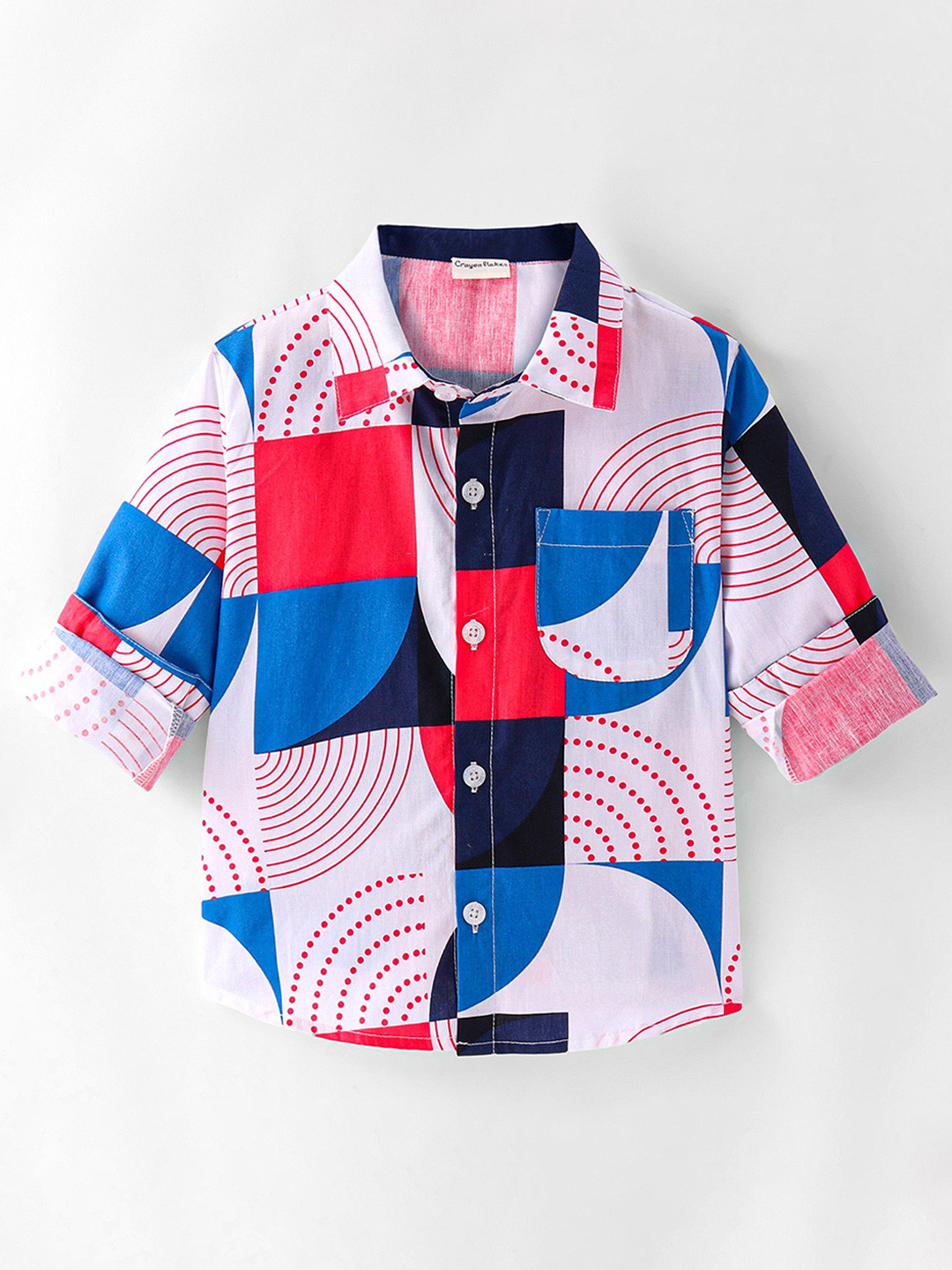 CrayonFlakes Boys Spread Collar Checked Cotton Casual Shirt