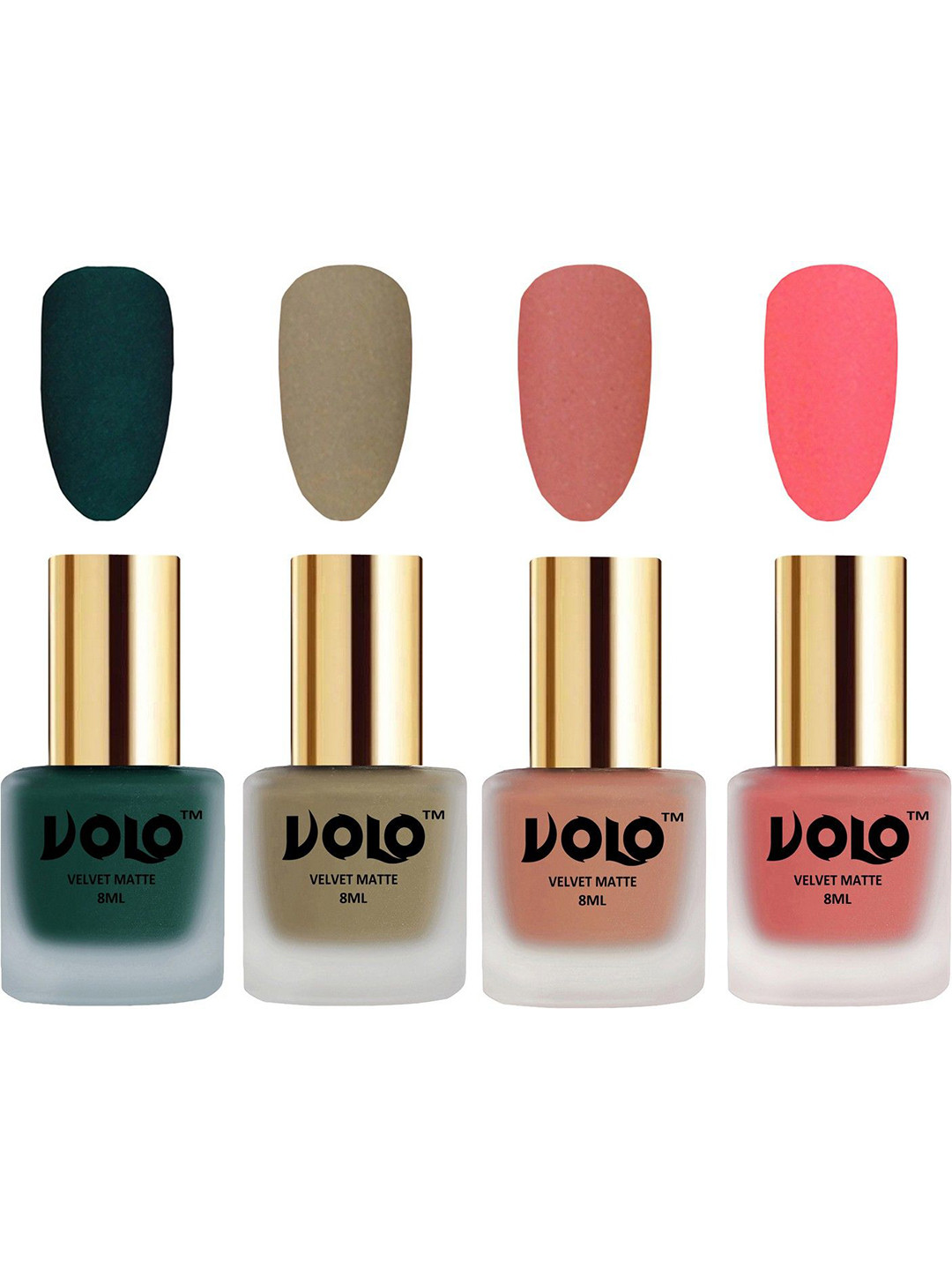 VOLO Set Of 4 Velvet Matte Nail Polish-8 ml Each Shade -12 -37 -38 -41