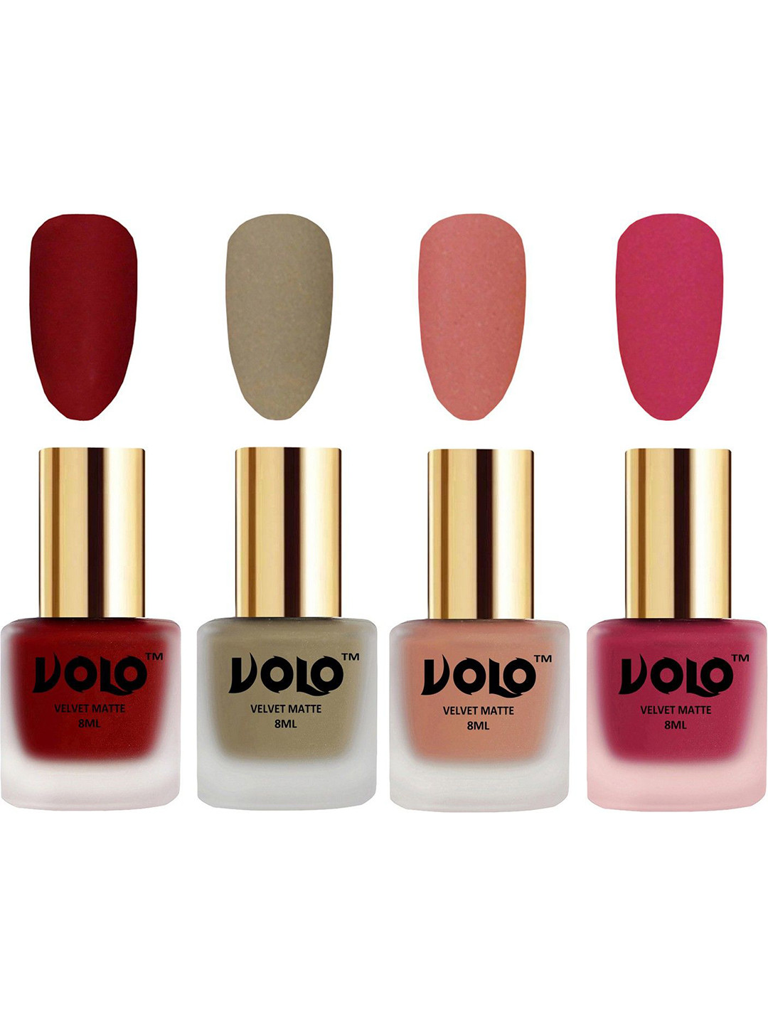 VOLO Set Of 4 Velvet Matte Nail Polish - 8 ml Each - 22 - 37 - 38 - 43
