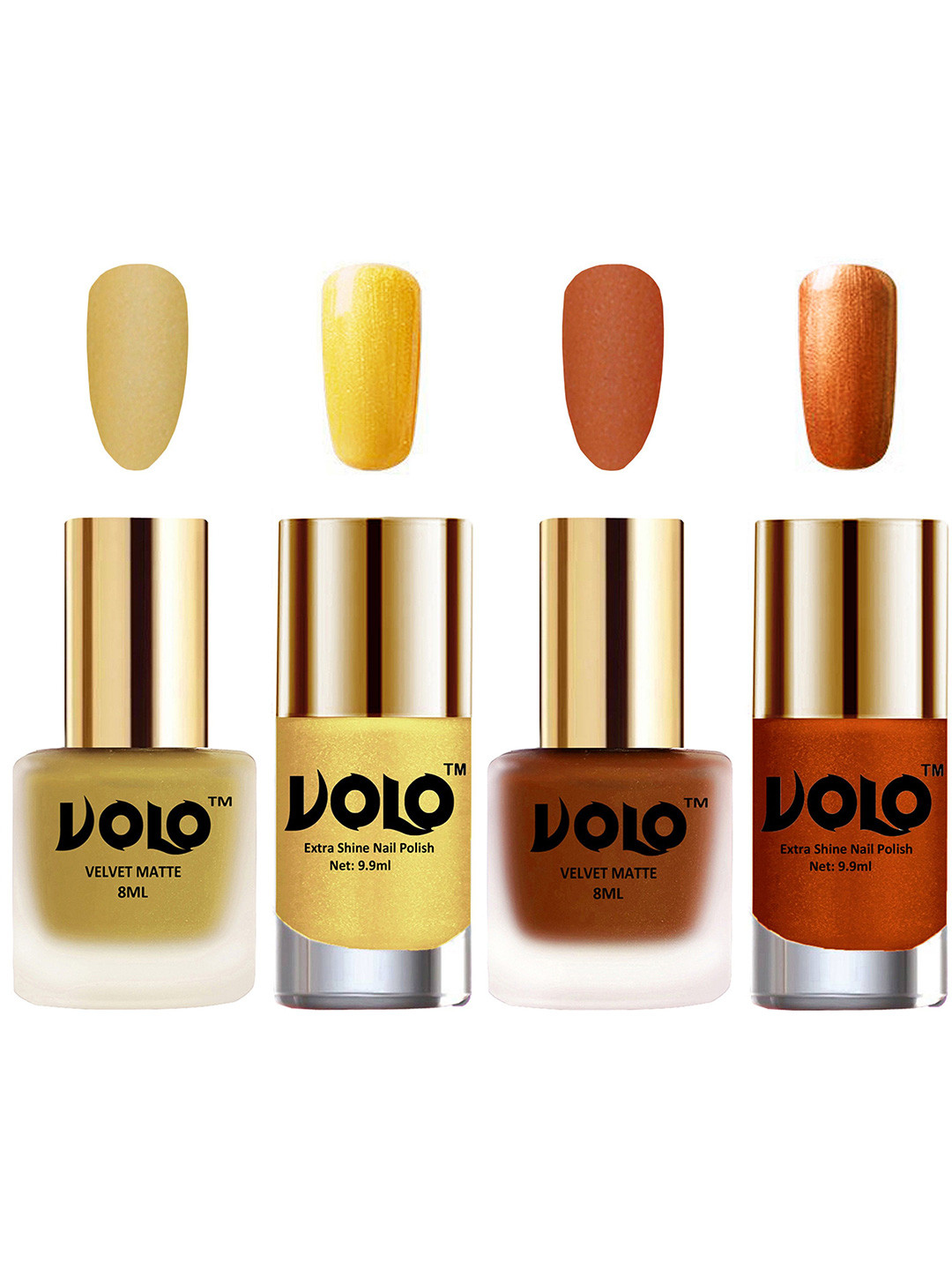 VOLO Set Of 4 Velvet Matte & Extra Shine Nail Polish - 8 ml Each - 32 - 35 - 59 - 60