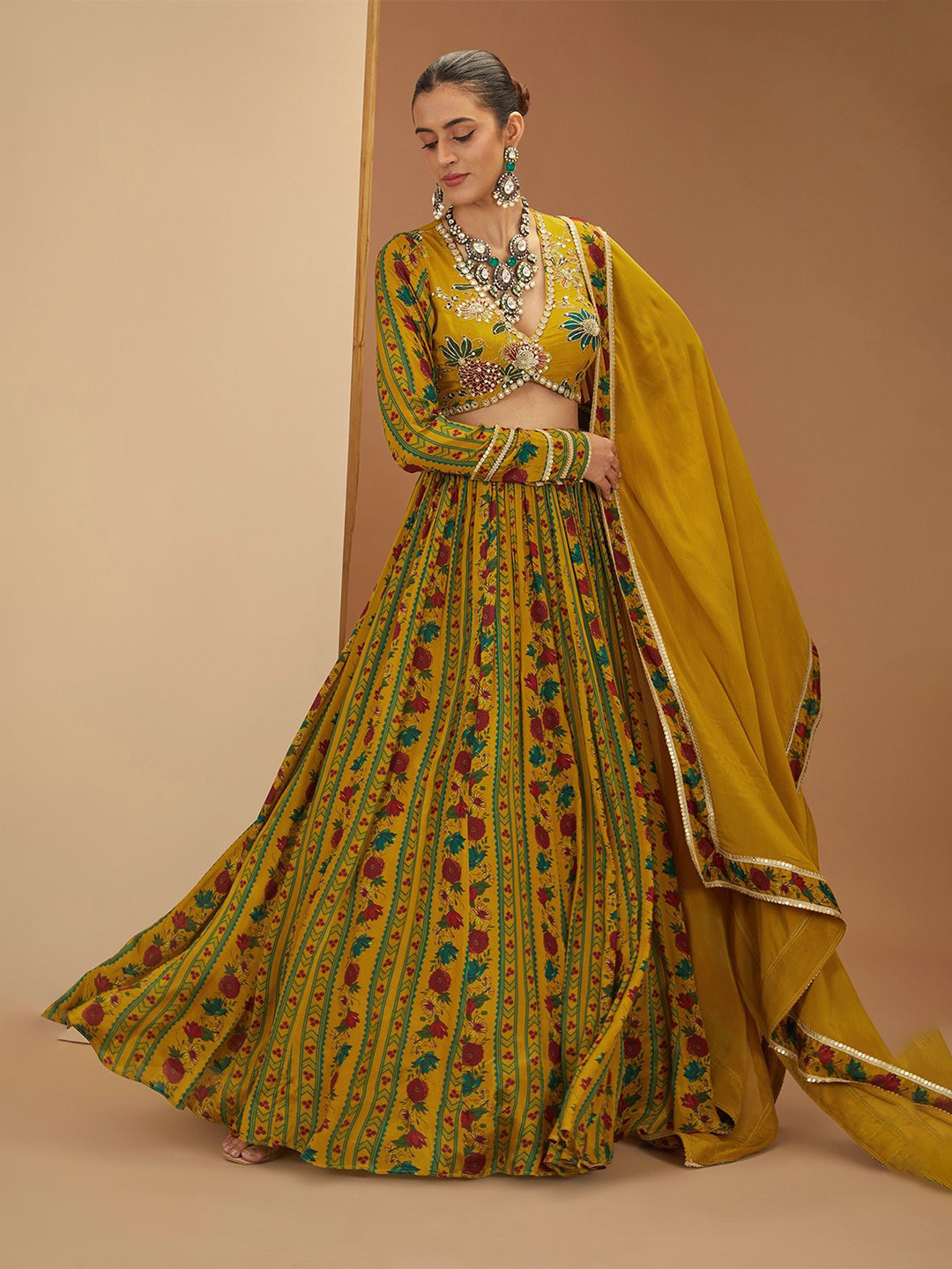 neha khullar Printed Beads and Stones Ready to Wear Lehenga & Blouse With Dupatta