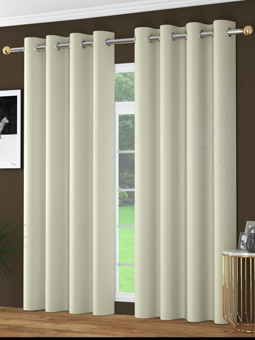Banchmark Home Furnishings White 2 Pieces Ethnic Motifs Black Out Long Door Curtain