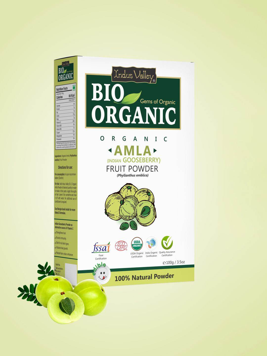 Indus Valley Bio Organic Amla Powder For Hair Growth - 100 g
