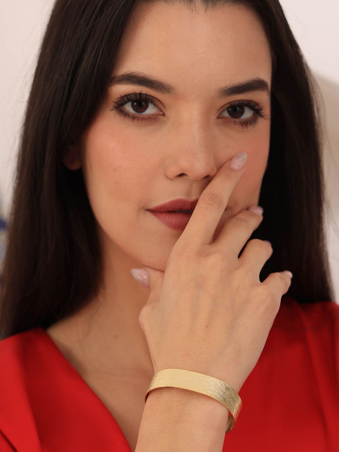 ROYAL PITARAH Gold-Plated Textured Cuff Bracelet
