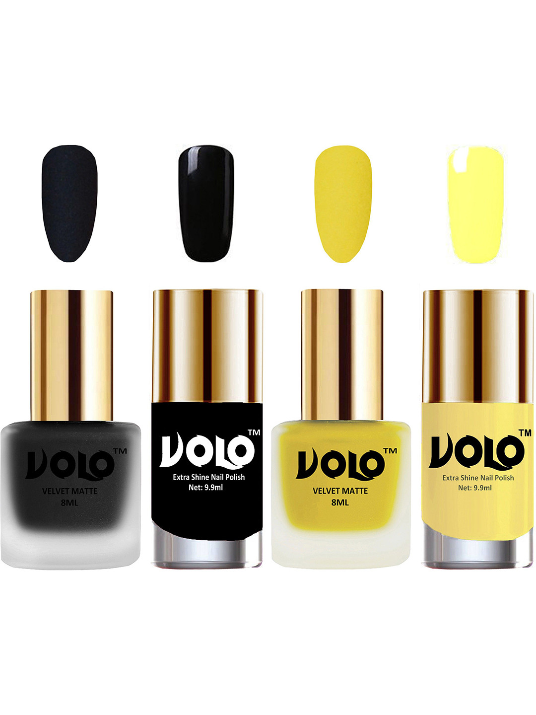 VOLO Set Of 4 Velvet Matte & Extra Shine Nail Polish-8 ml & 9.9 ml Each Shade 05-40-3-29