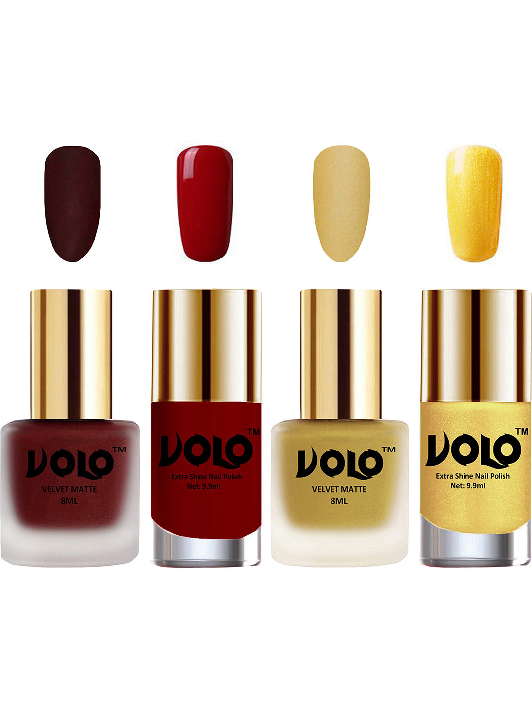 VOLO Set Of 4 Velvet Matte & Extra Shine Nail Polish-8 ml & 9.9 ml Each Shade 23-32-31-59