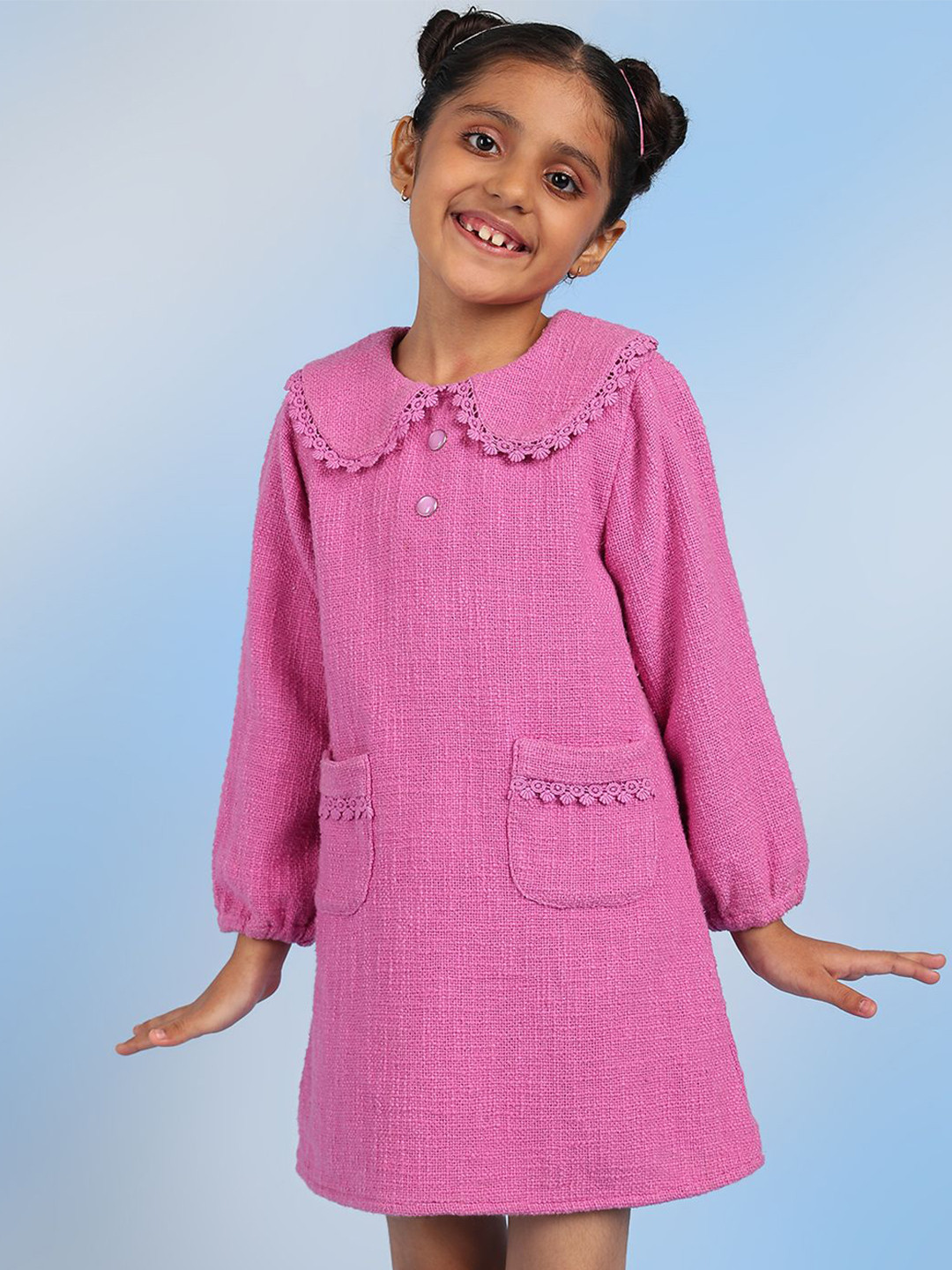 The Tribe Kids Peter Pan Collar A-Line Cotton Dress