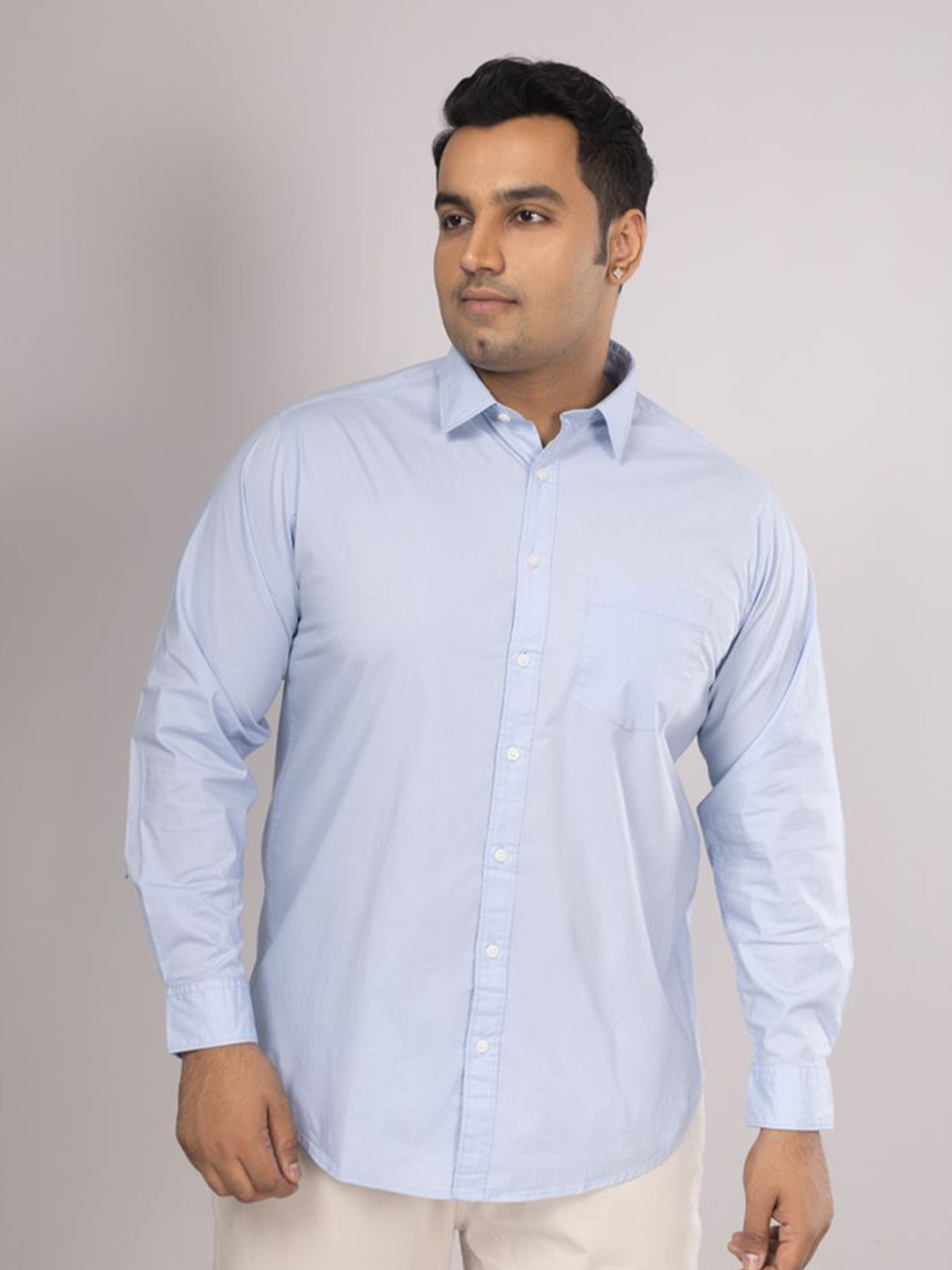 Sizeupp Men Plus Size Collared Neck Solid Casual Shirt