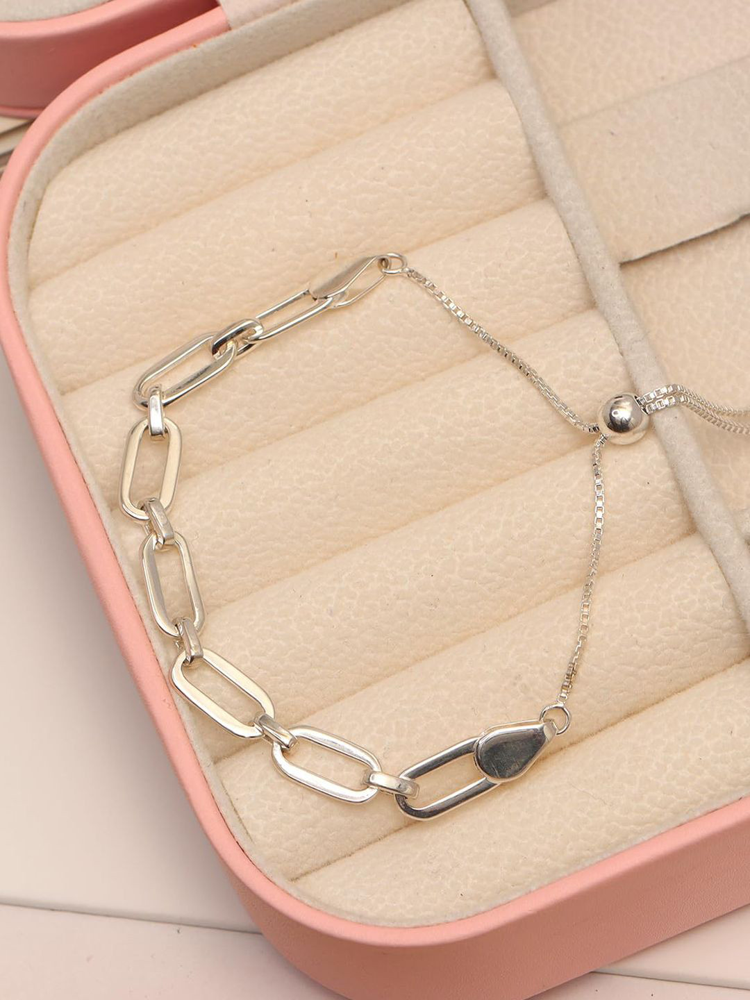 LeCalla 925 Sterling Silver Link Chain Adjustable Bolo Bracelet