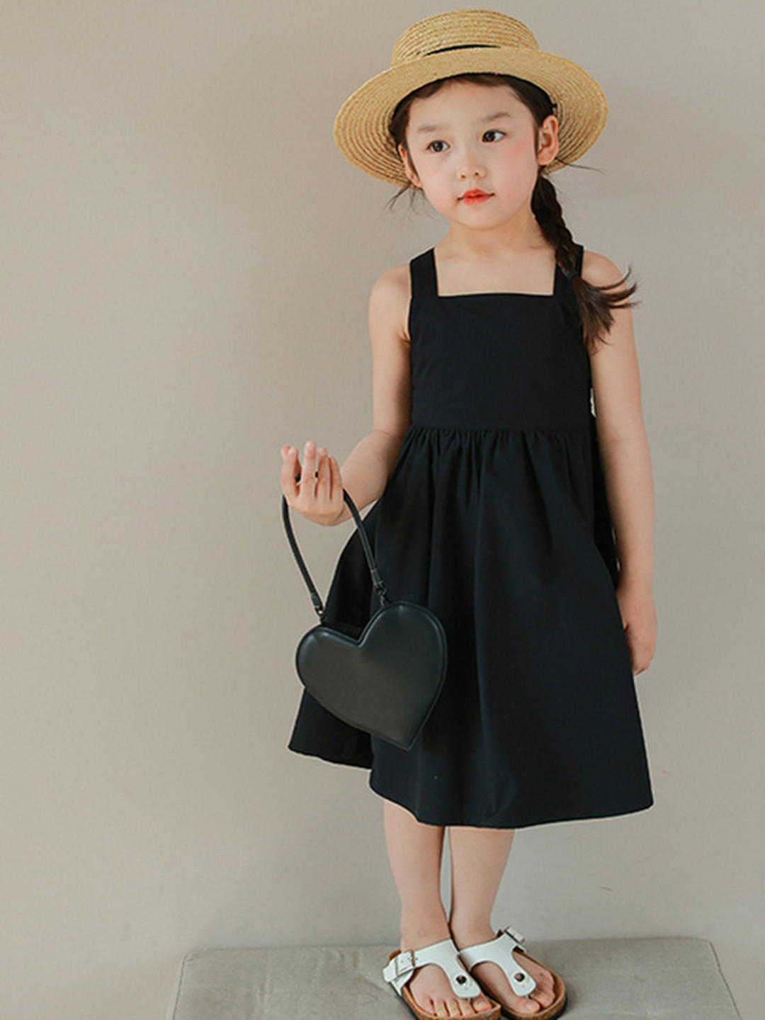 LULU & SKY Girls Backless Pure Cotton Fit & Flare Midi Dress
