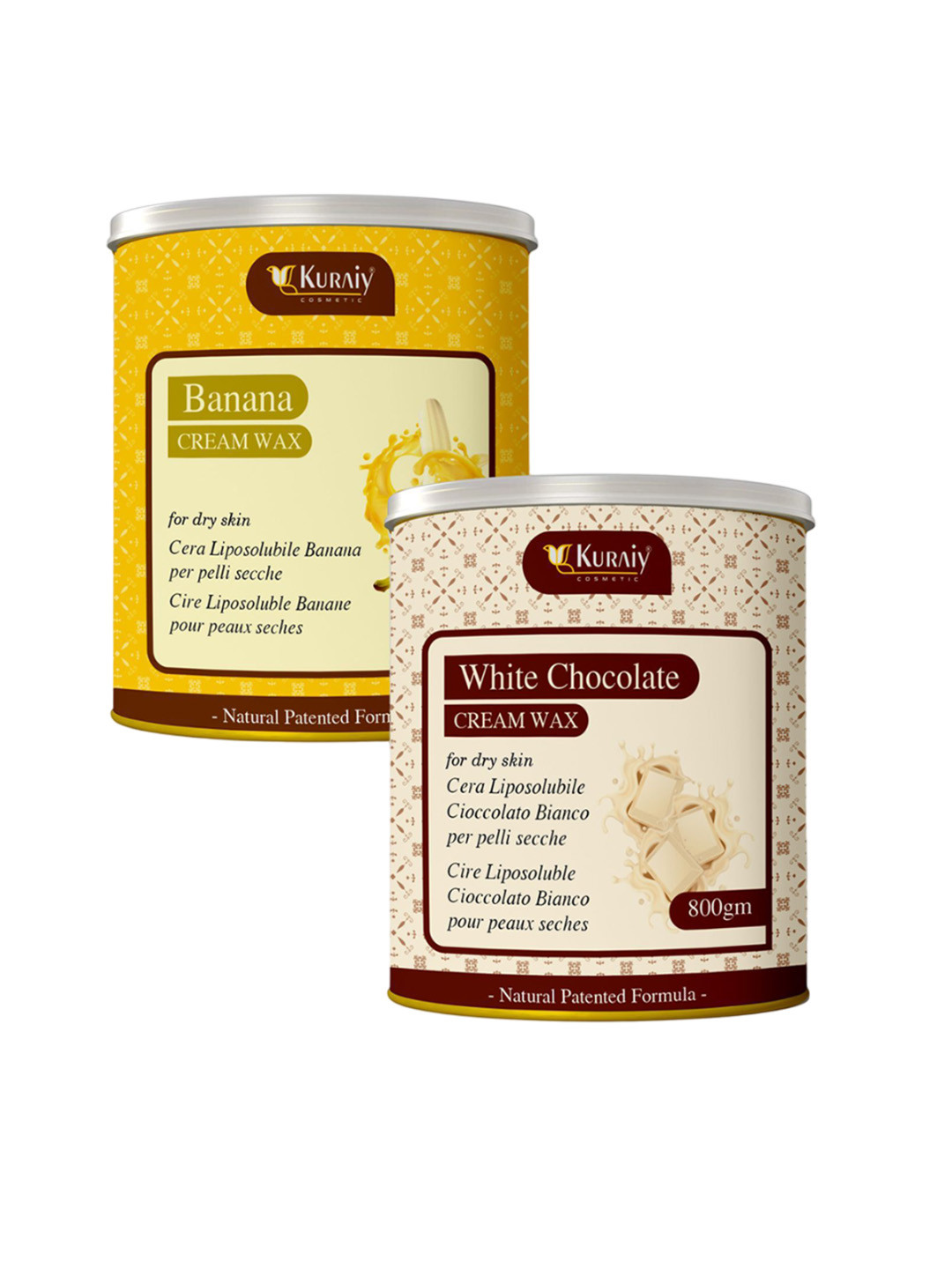 KURAIY Set Of 2 Banana & White Chocolate Cream Wax For Smooth Hair Removal - 800 g Each