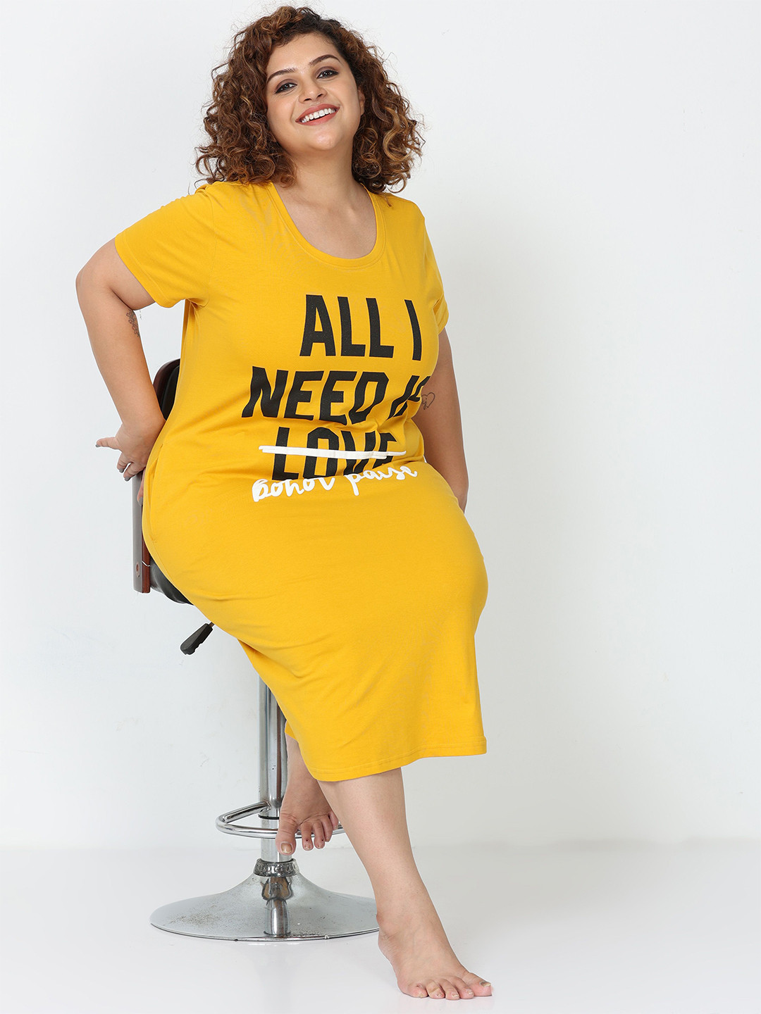 9shines Label Women Hosiery Cotton Graphic Printed Short Nightdress