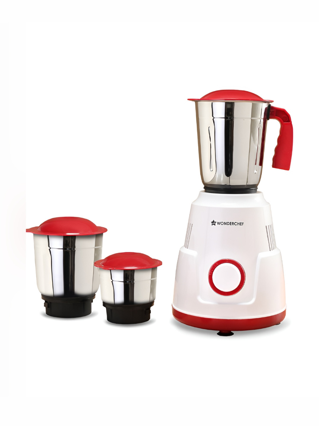 Wonderchef Robo White Stainless Steel Efficient Grinding 3 Jars Wet and Dry Grinder with Juicer-500W