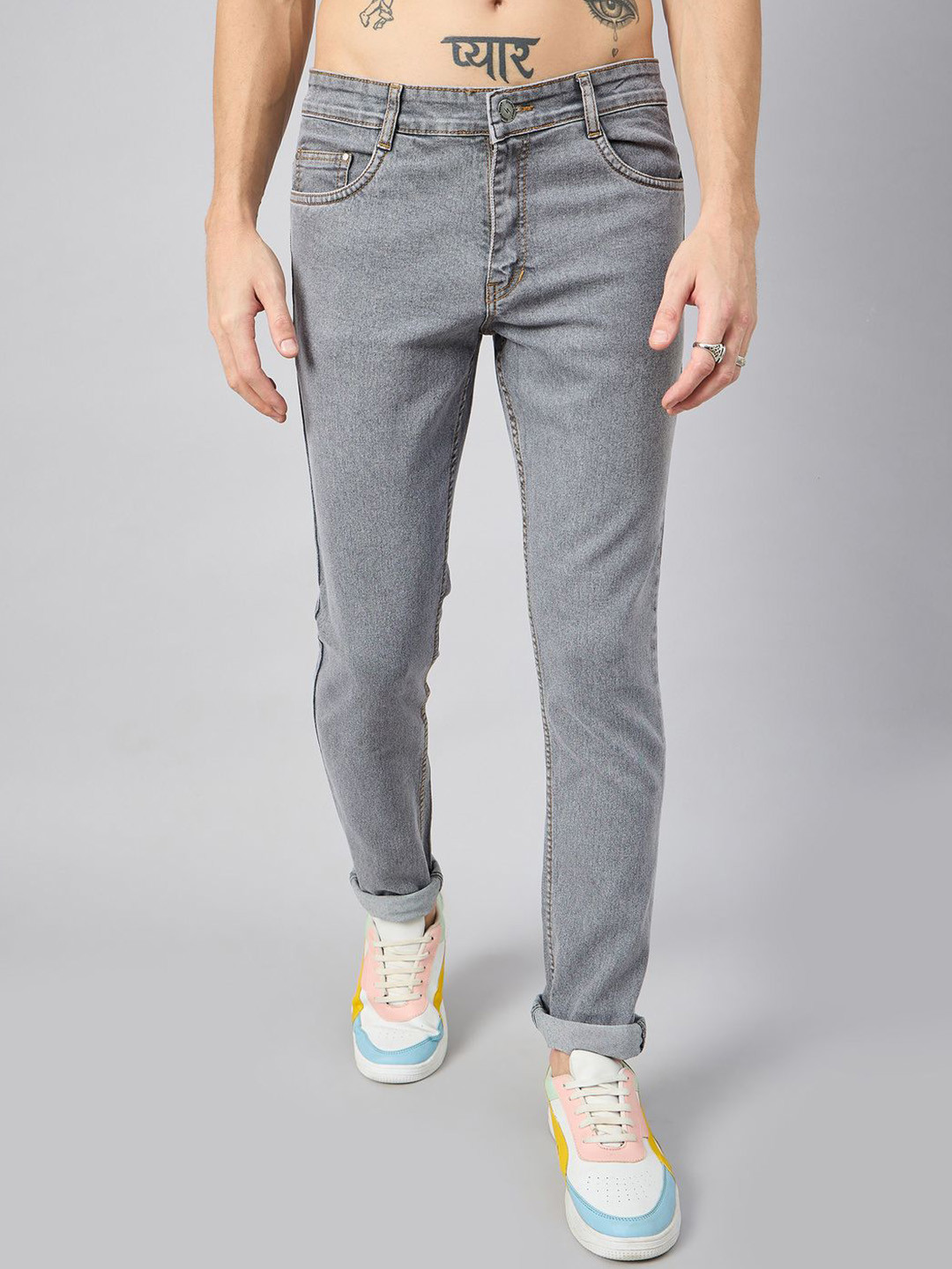 STUDIO NEXX Men Slim Fit Light Grey Jeans