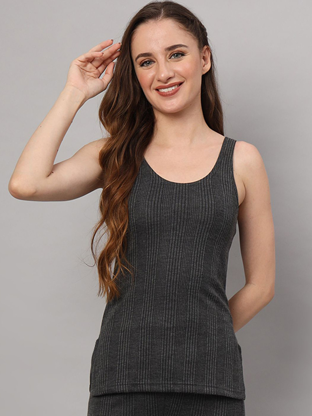 Boleem Women Ribbed U-Neck Thermal Top