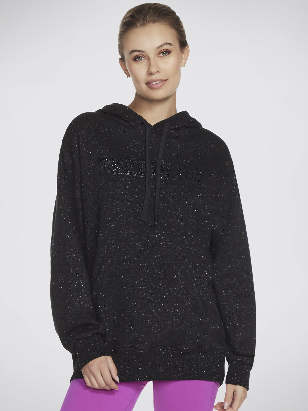 Skechers Women Abstract Printed Hood Cotton Pullover Sweatshirt