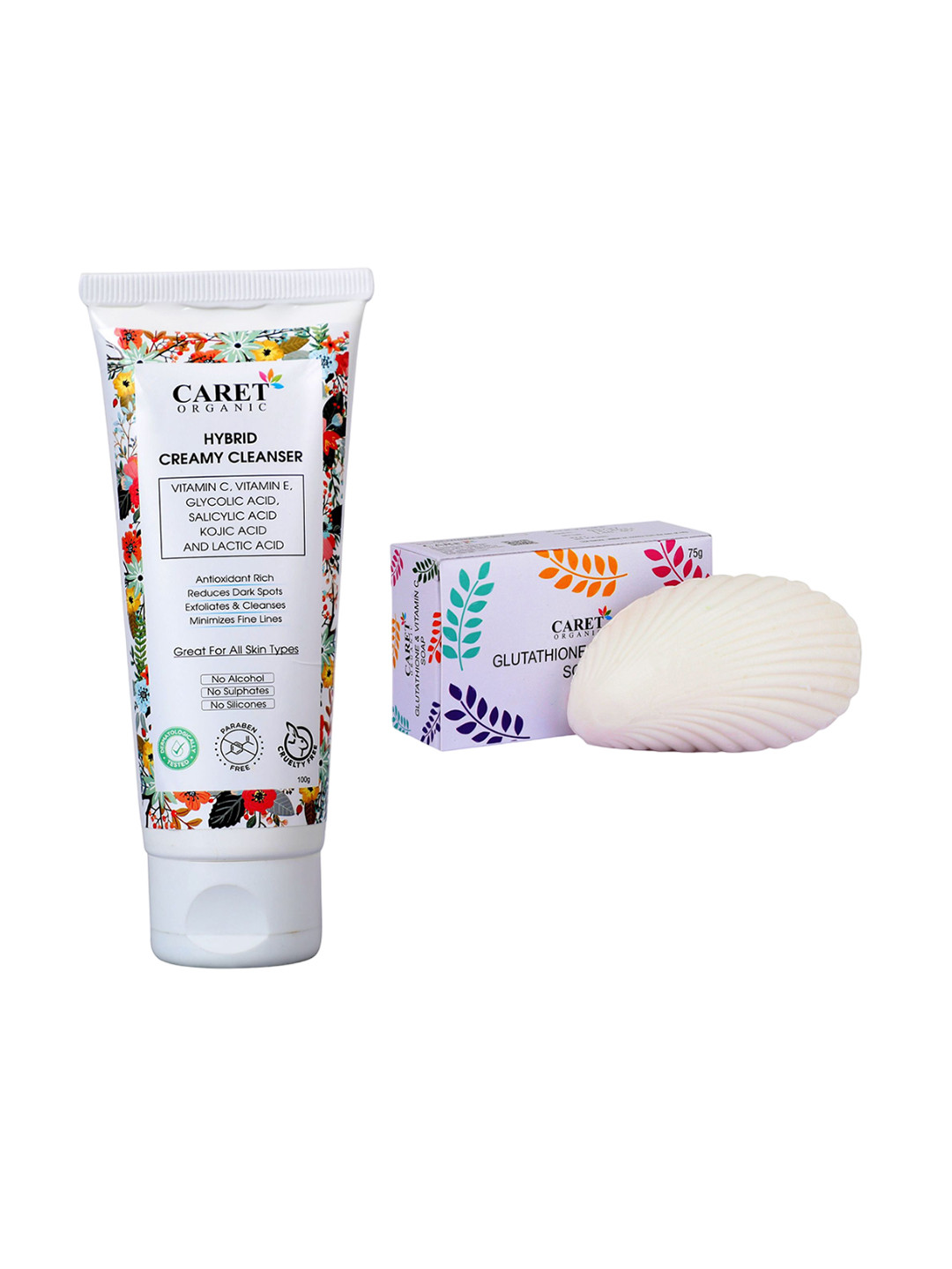CARET ORGANIC Hybrid Creamy Cleanser & Glutathione Soap