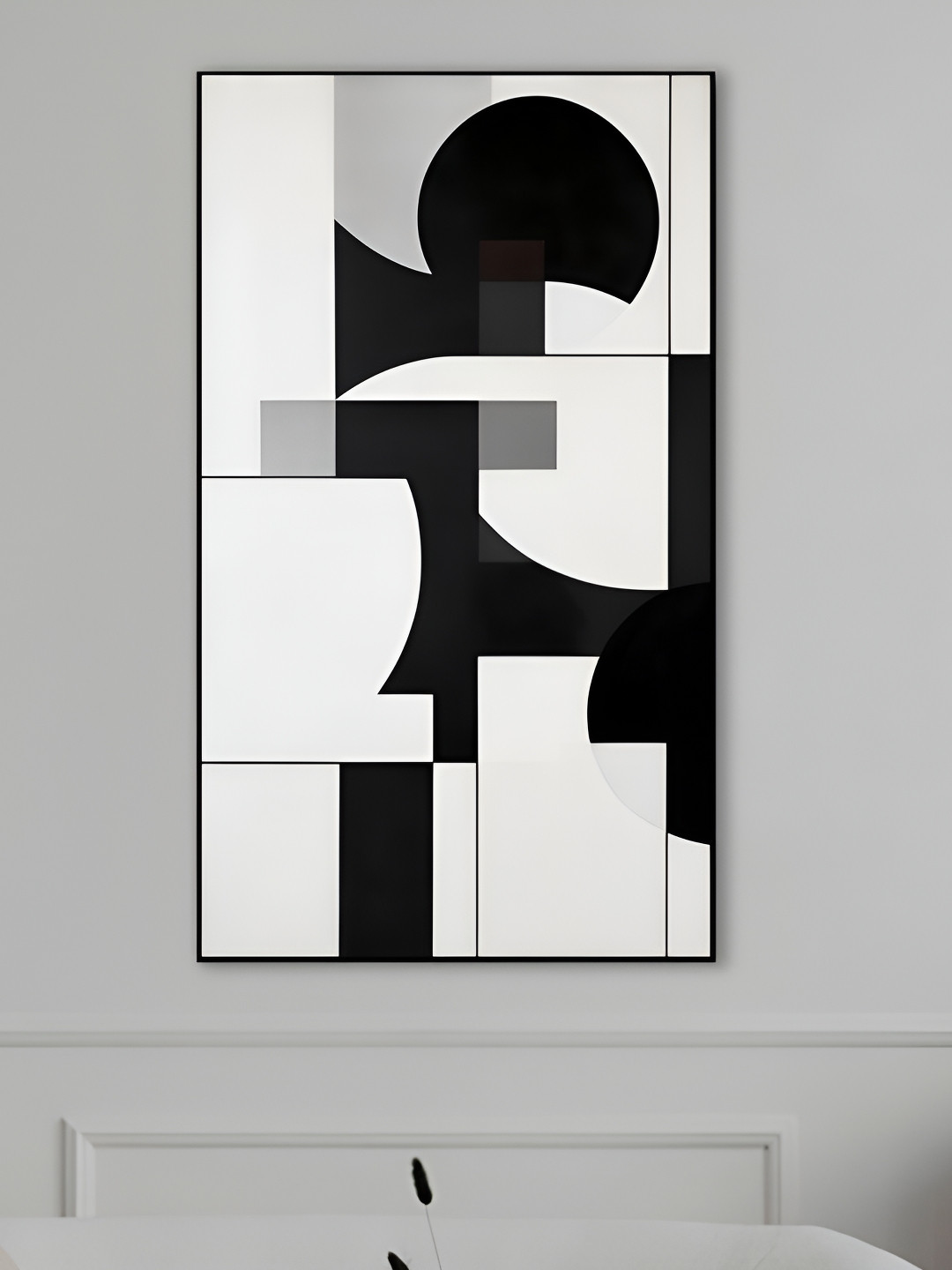 nestroots Black Canvas Wall Living Room Rectangle Paintings Wall Art -1.21 x 24.02In