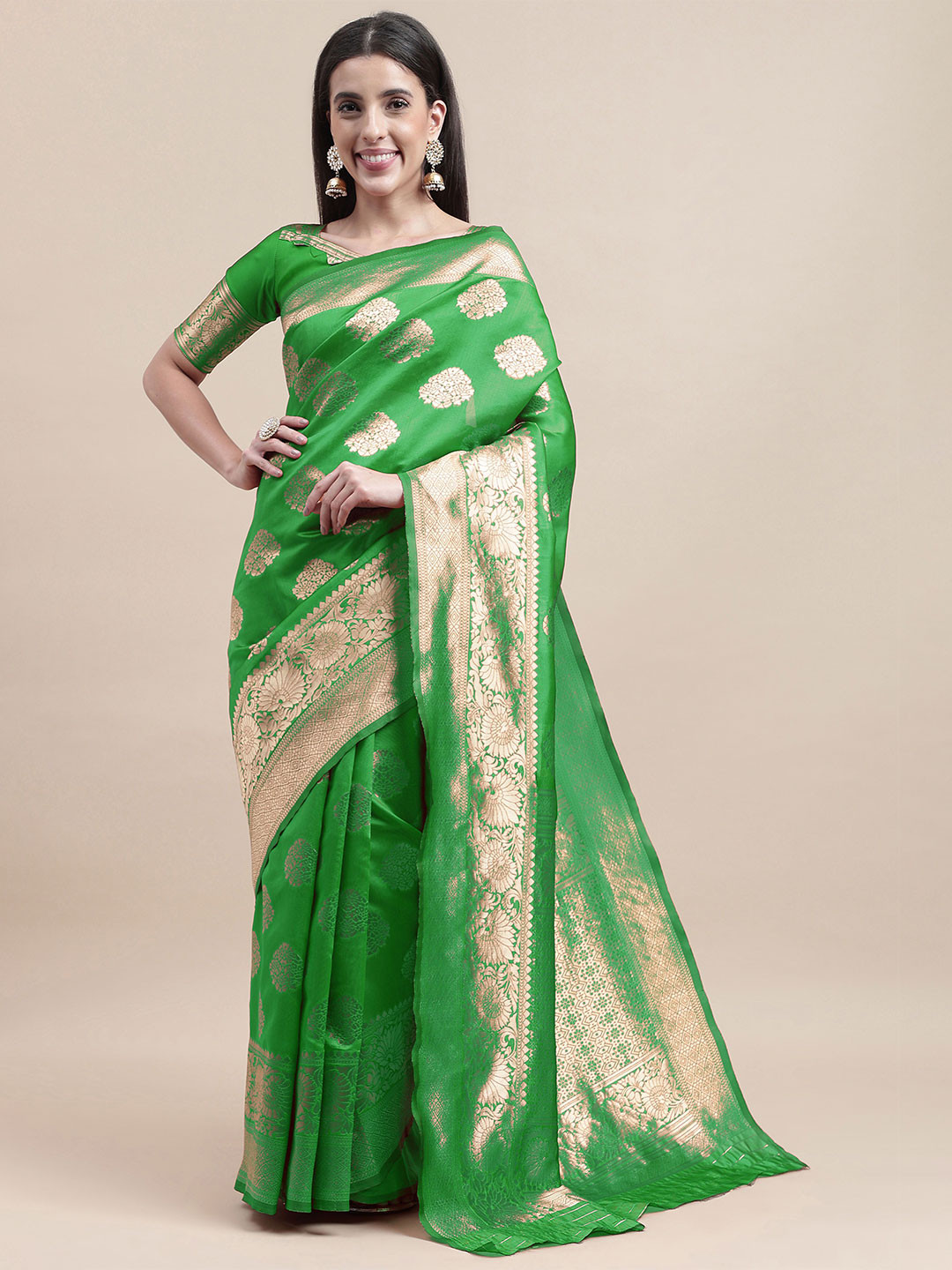 Maroosh Ethnic Motifs Woven Design Zari Bamarasi Saree