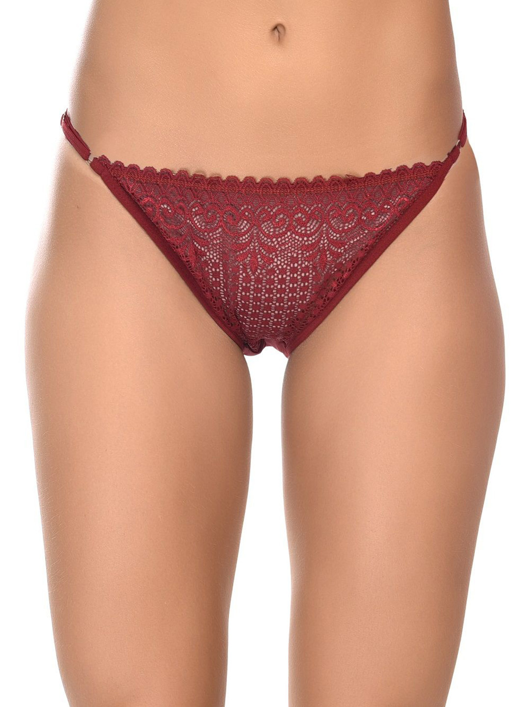 new blue eyes Self Design Lace Thong Briefs-NBETHONGS_RED_S