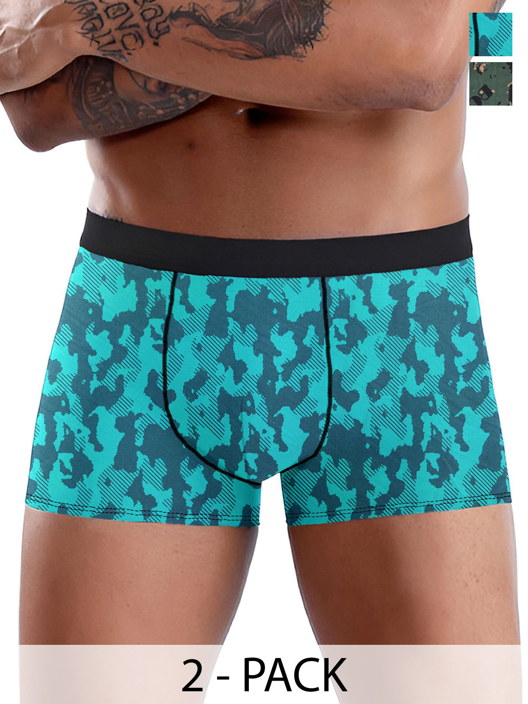 DISPENSER Pack Of 2 Men Printed Breathability Trunks V12-C12-C14-M