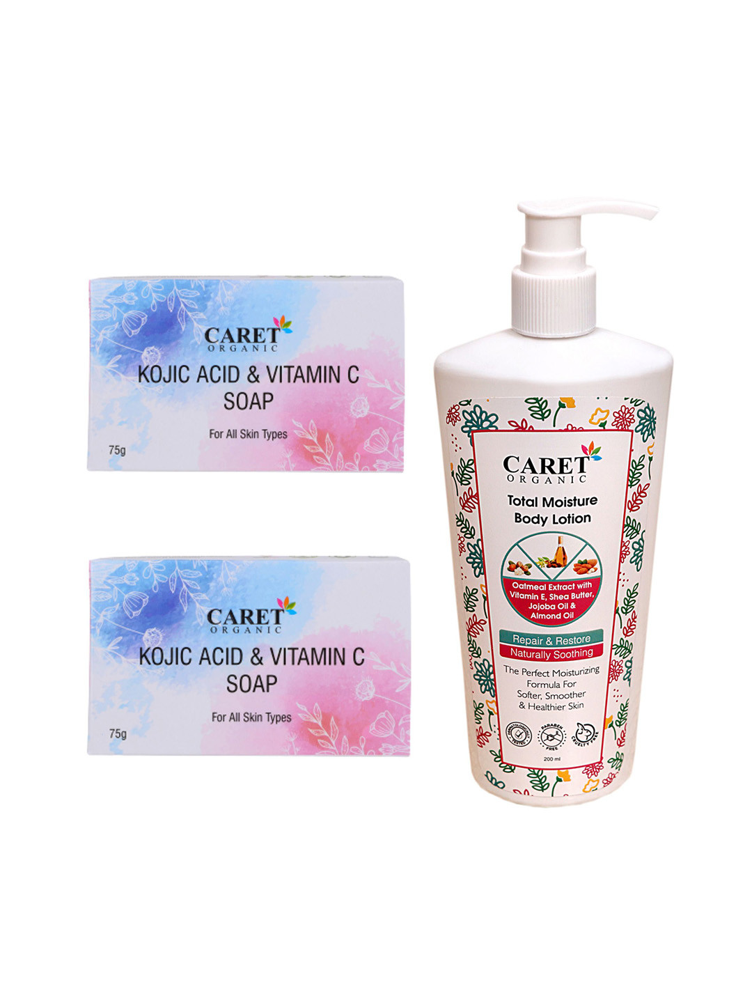 CARET ORGANIC Kojic Acid Soap-75g & Total Moisture Body Lotion- 200 ml