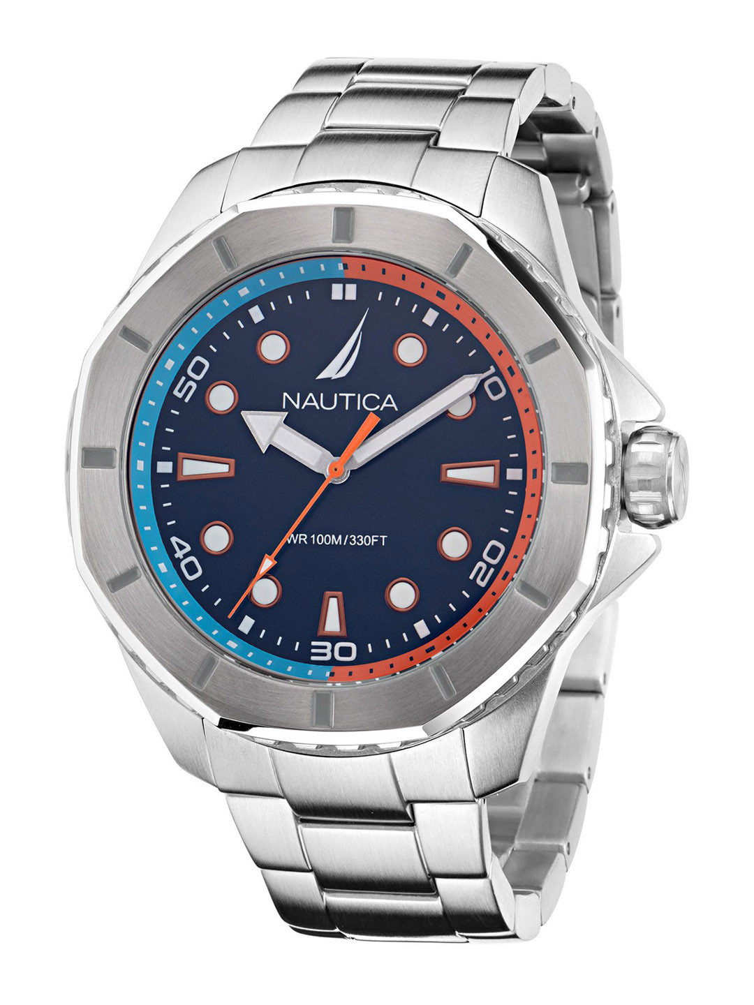 Nautica Men Printed Dial & Stainless Steel Straps Analogue Watch NAPKMS302