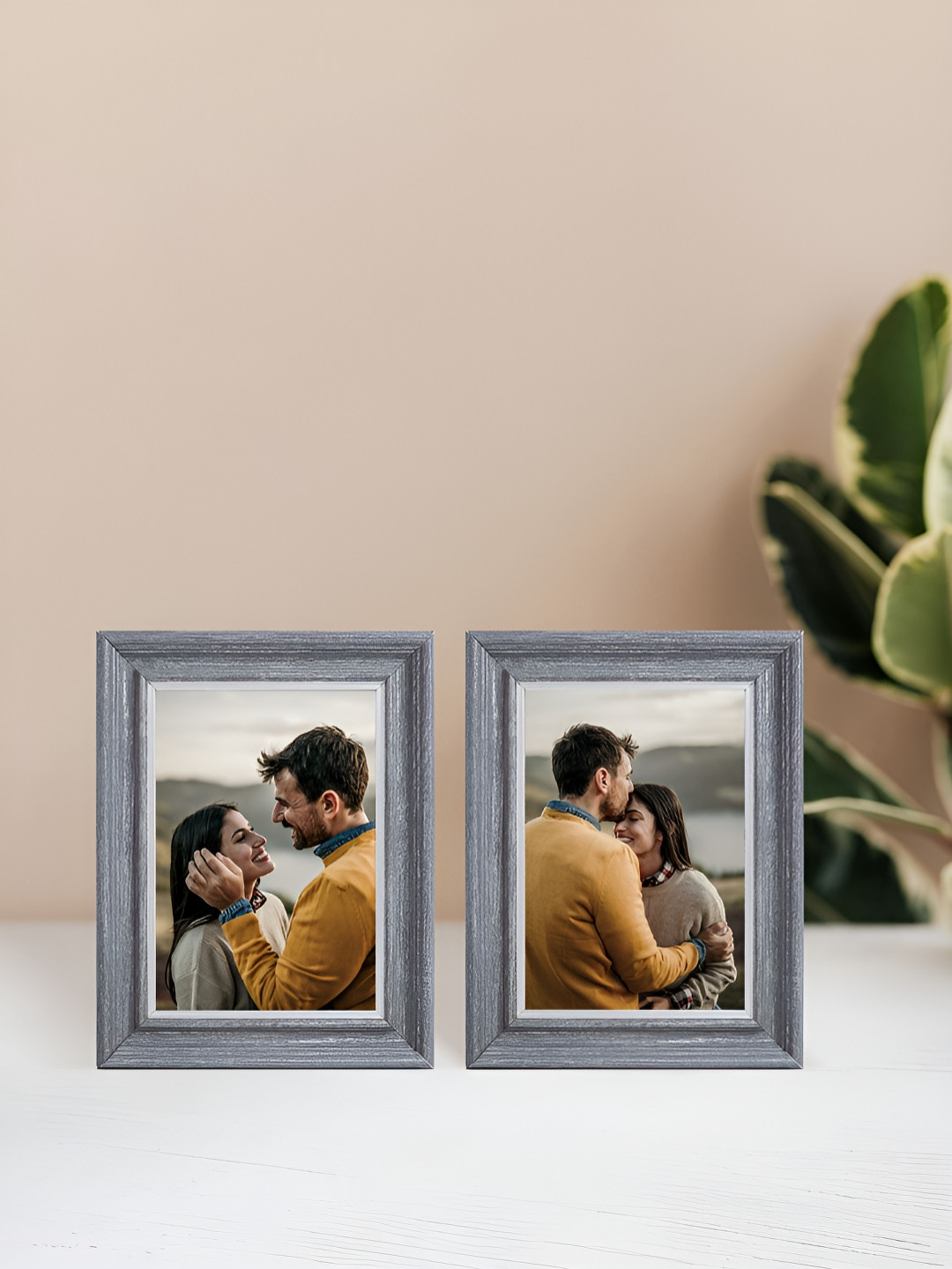 Golden Peacock Grey 2 Pieces Rectangular Table-Top Photo Frames